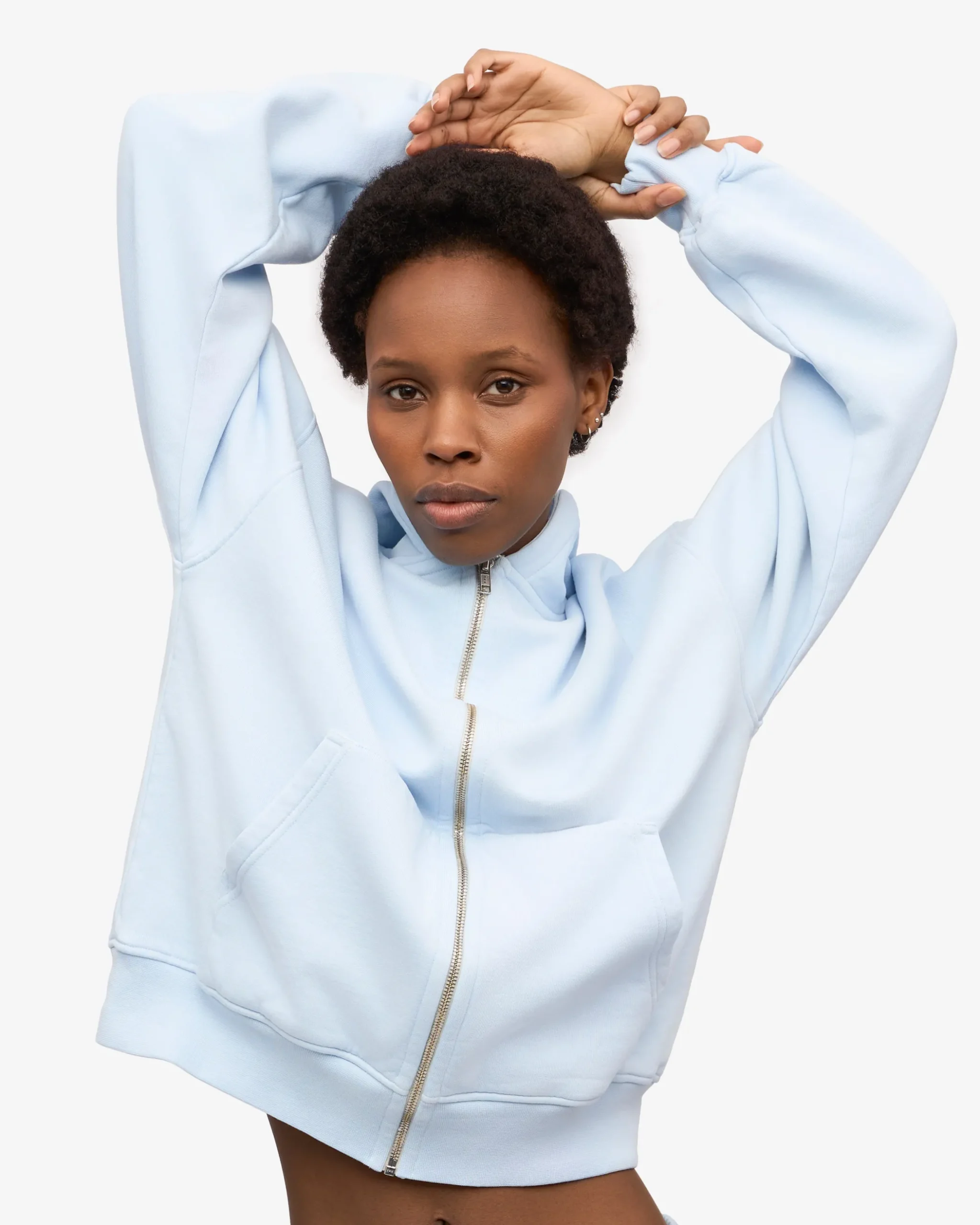 Organic Oversized Zip Hood - Polar Blue