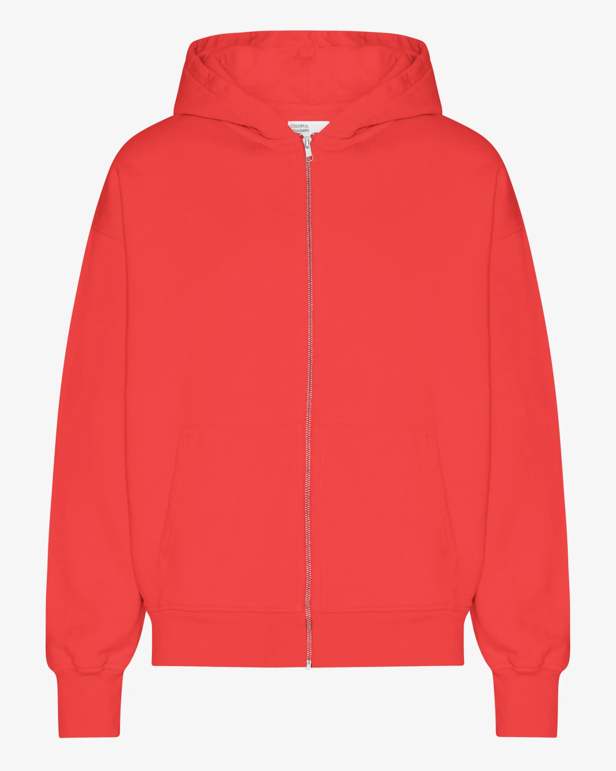 Organic Oversized Zip Hood - Red Tangerine