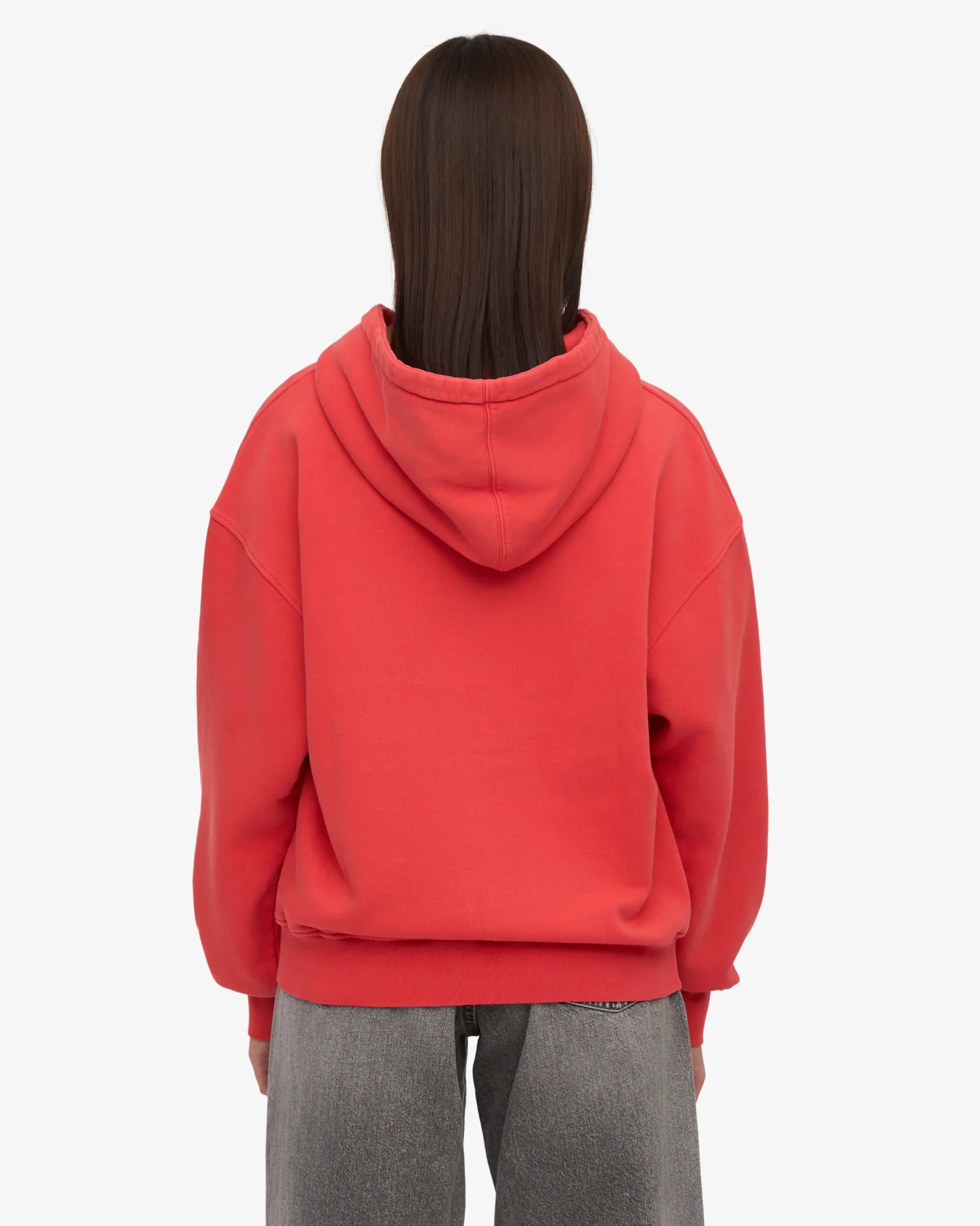 Organic Oversized Zip Hood - Red Tangerine