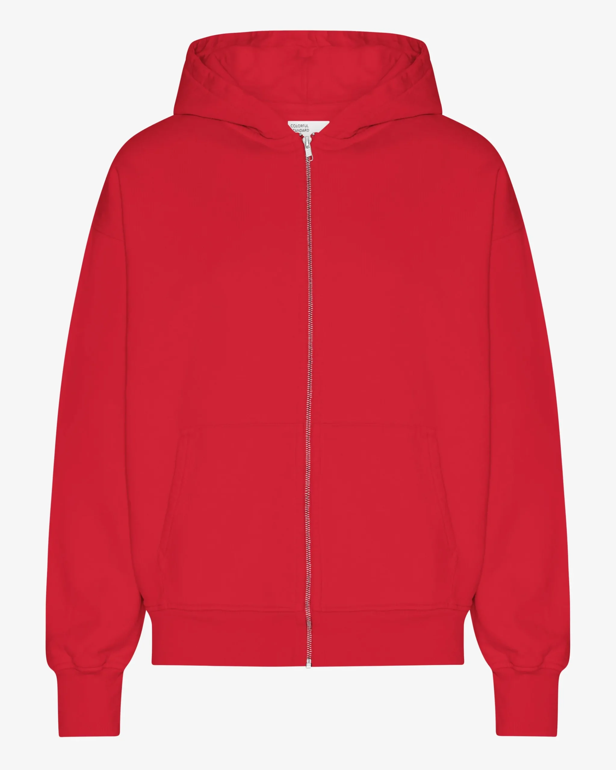 Organic Oversized Zip Hood - Scarlet Red