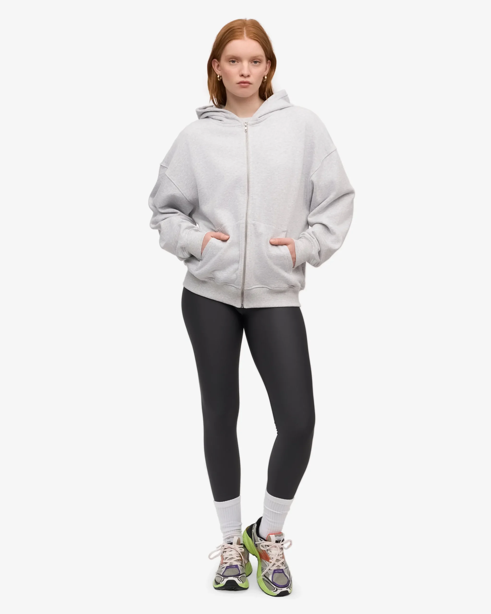 Organic Oversized Zip Hood - Snow Melange