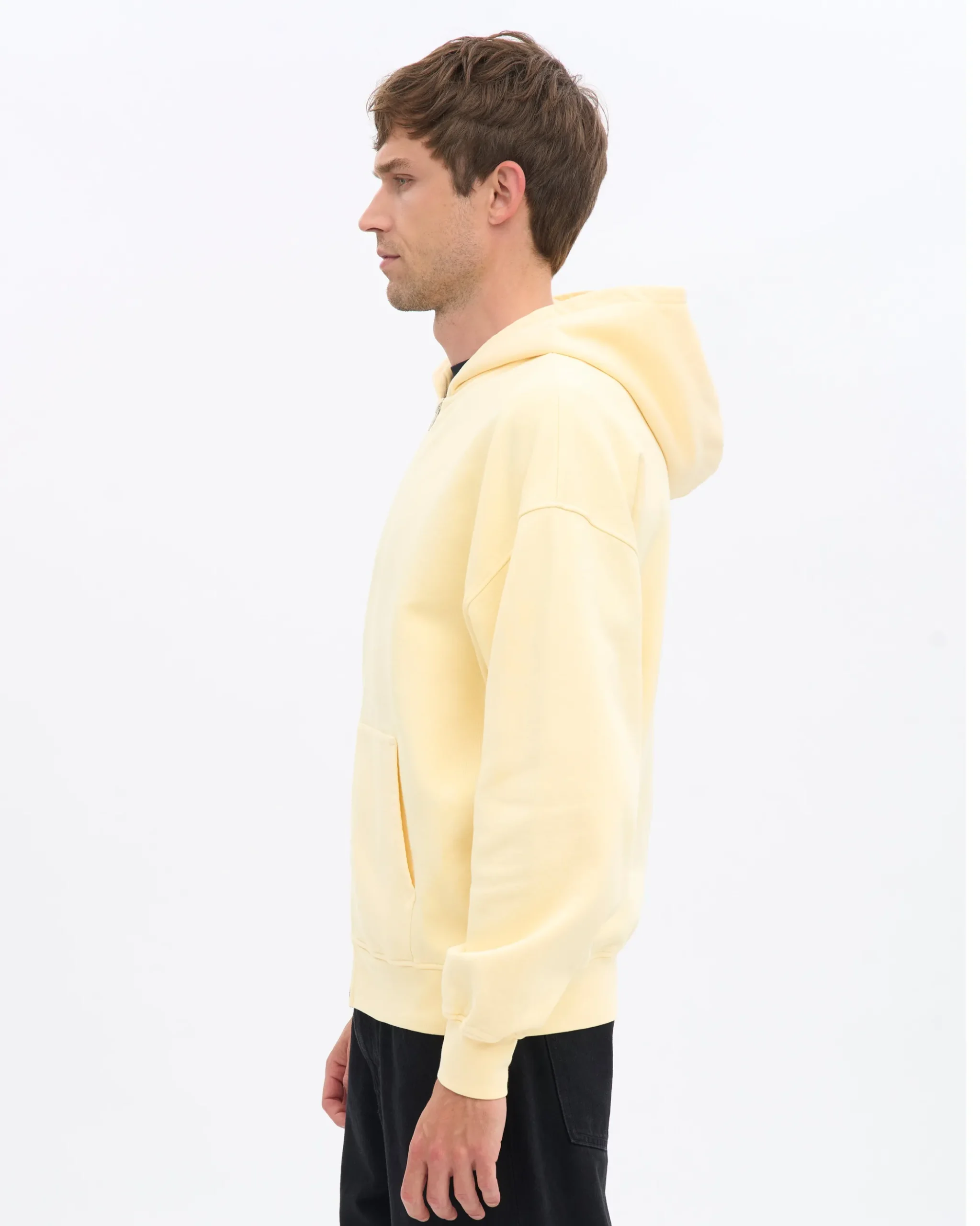 Organic Oversized Zip Hood - Soft Yellow