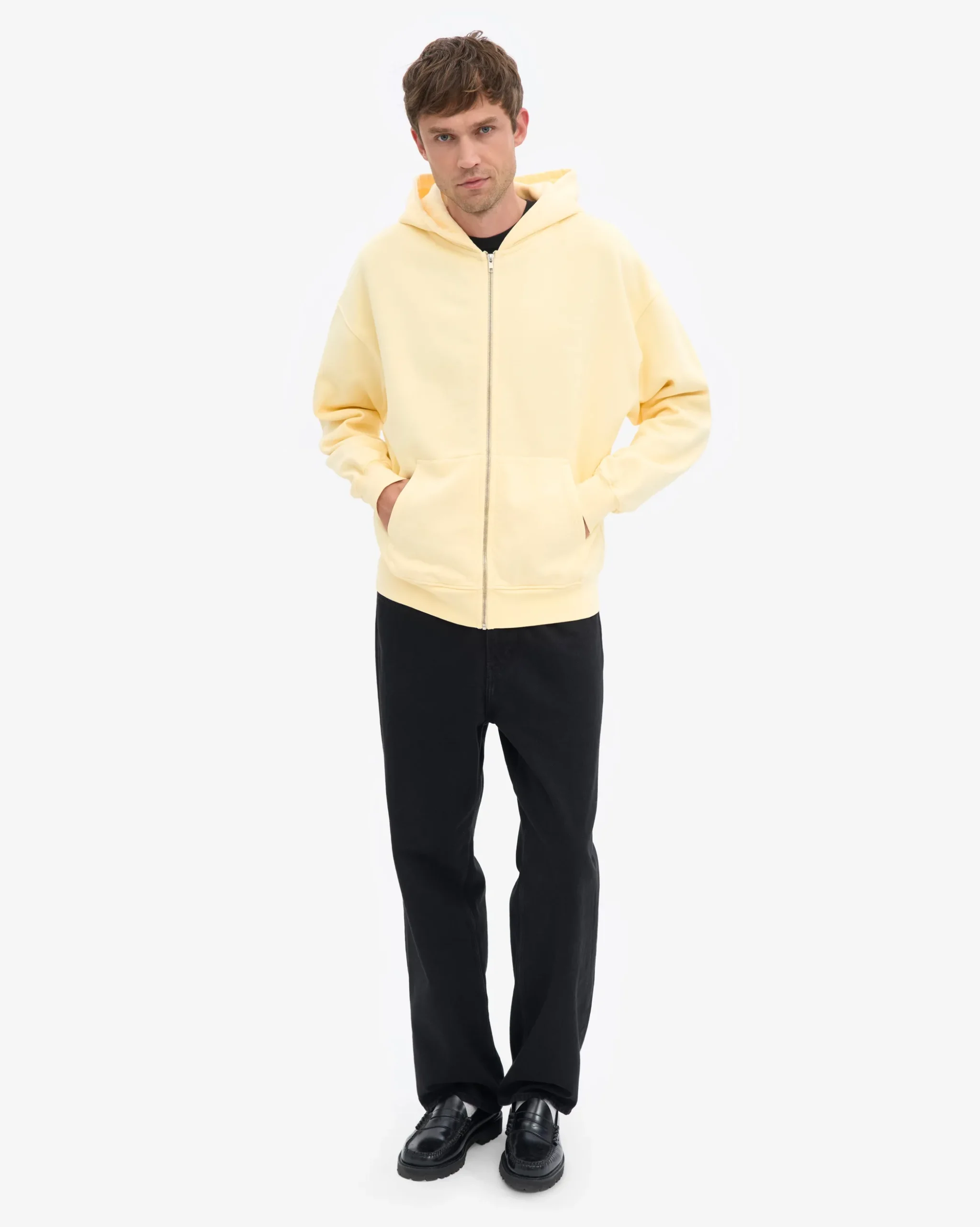 Organic Oversized Zip Hood - Soft Yellow