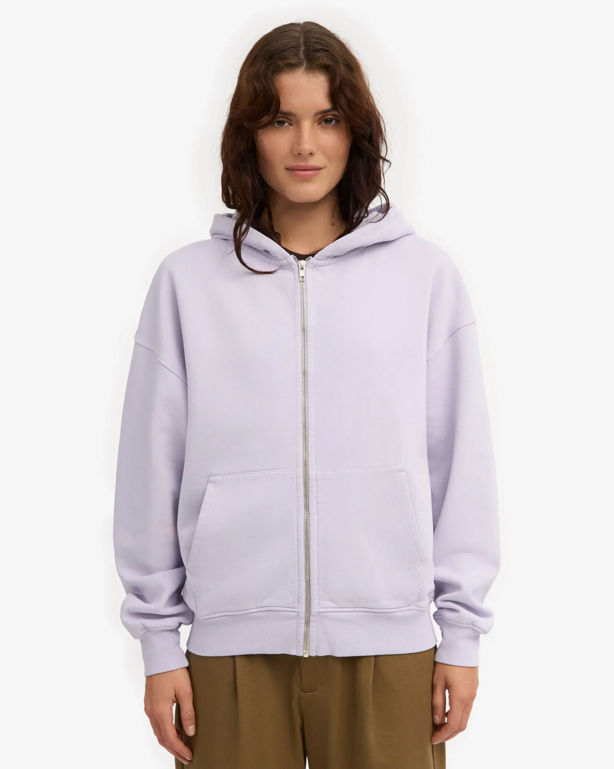 Organic Oversized Zip Hood - Soft Lavender