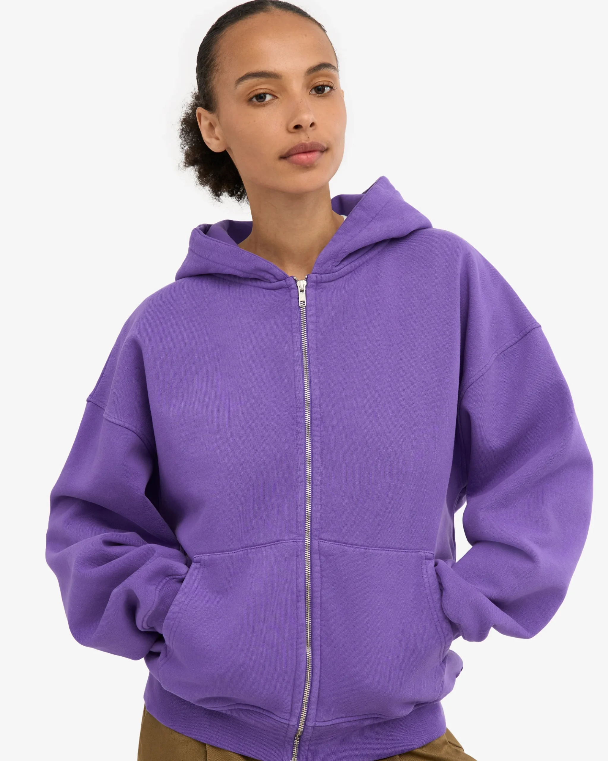 Organic Oversized Zip Hood - Ultra Violet