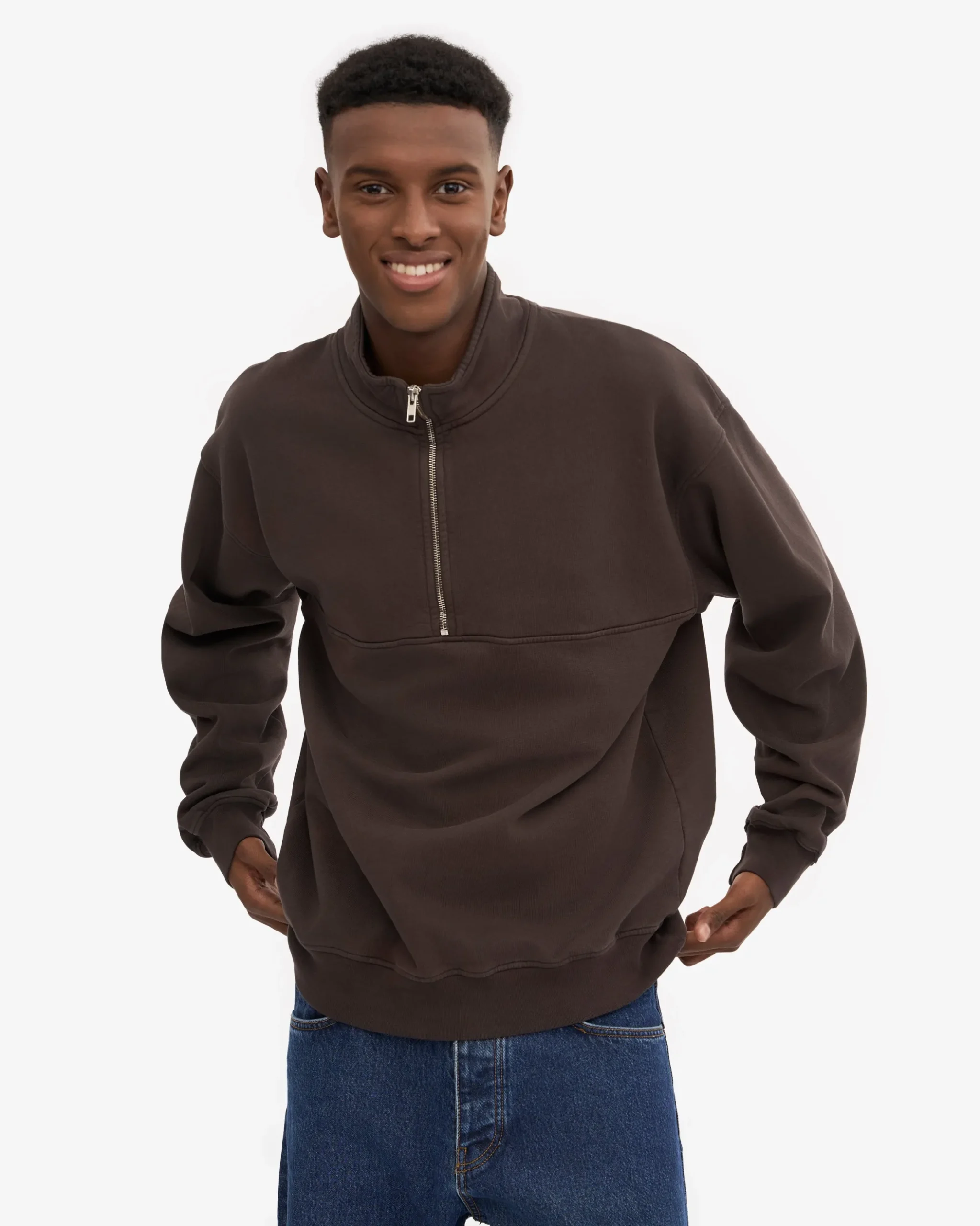 Organic Quarter Zip - Coffee Brown