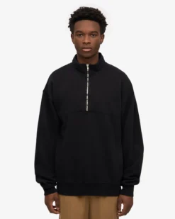Organic Quarter Zip - Deep Black