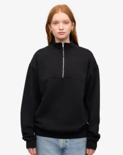 Organic Quarter Zip - Deep Black