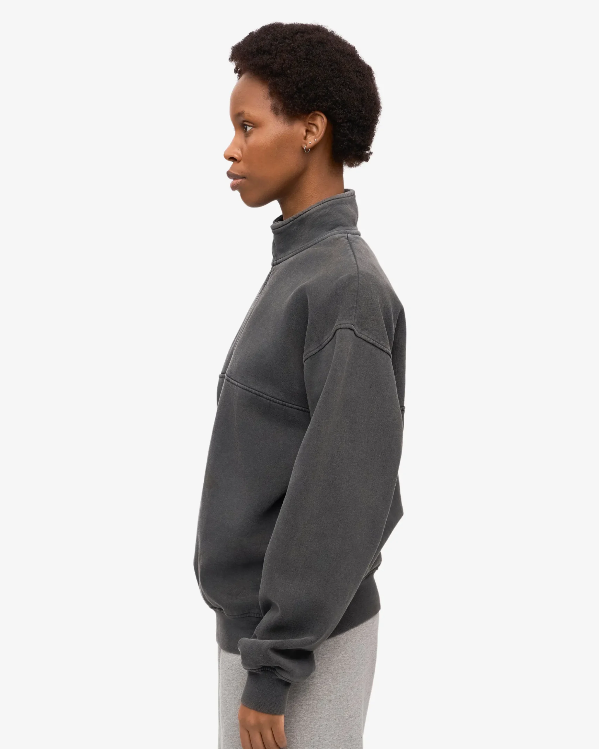 Organic Quarter Zip - Faded Black