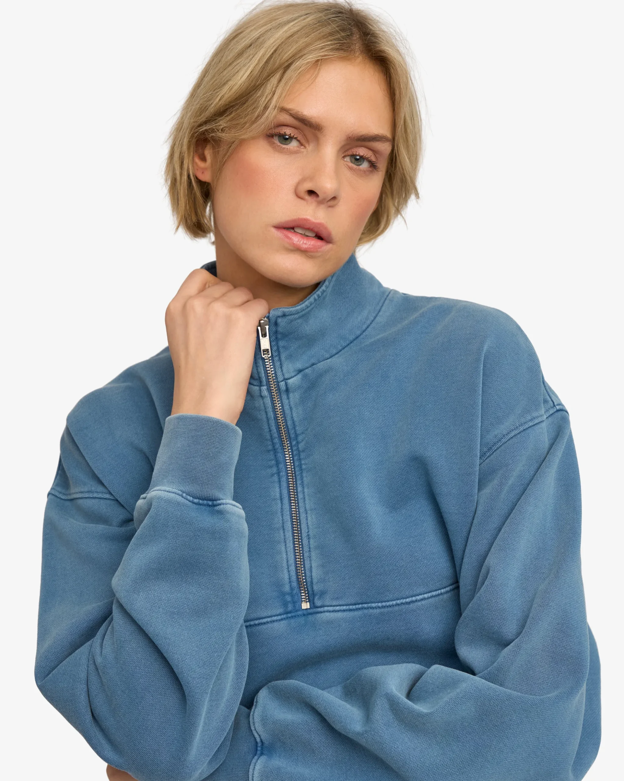 Organic Quarter Zip - Faded Indigo