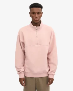 Organic Quarter Zip - Faded Pink