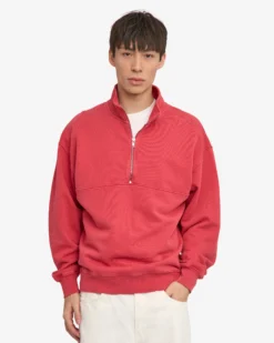 Organic Quarter Zip - Faded Red