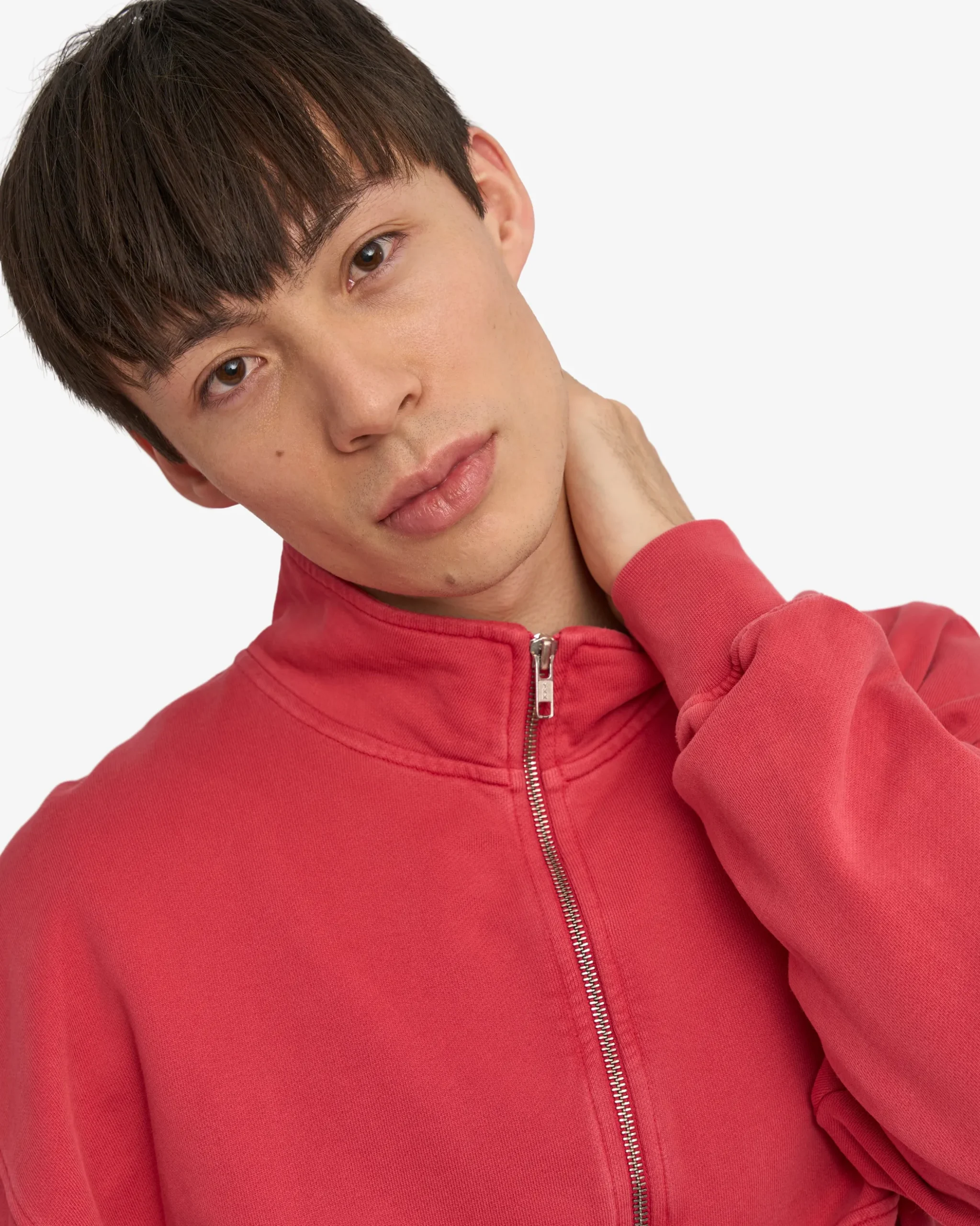 Organic Quarter Zip - Faded Red