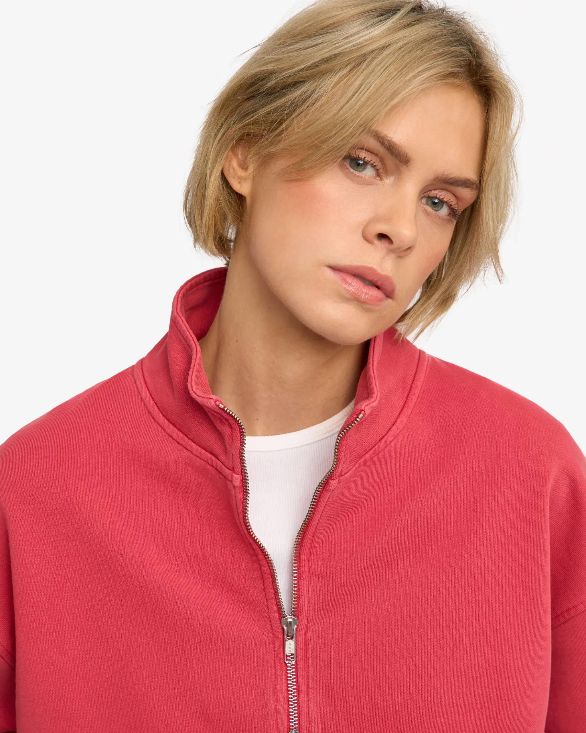 Organic Quarter Zip - Faded Red