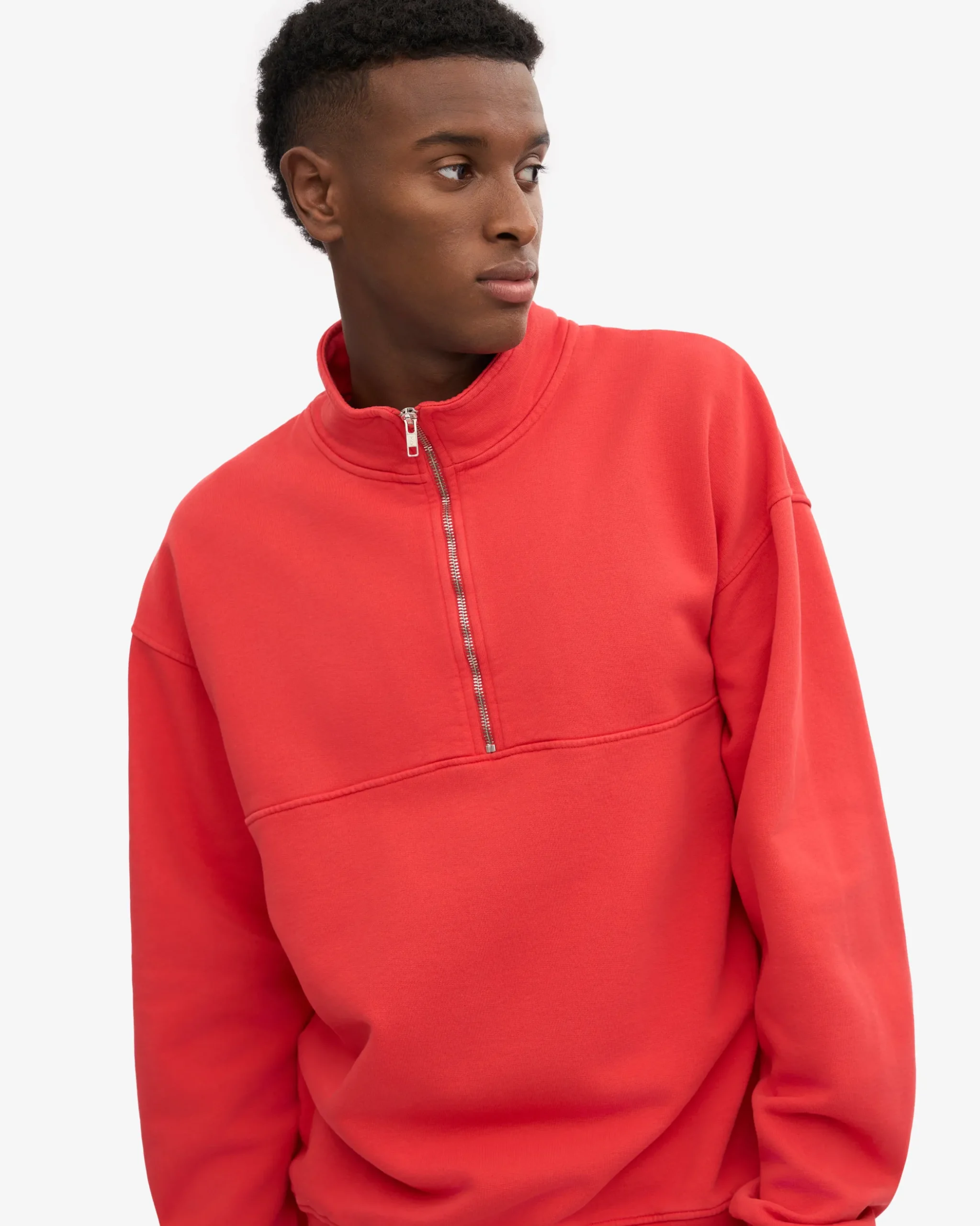 Organic Quarter Zip - Red Tangerine