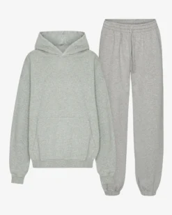 Organic Relaxed Hood Sweatsuit - Heather Grey