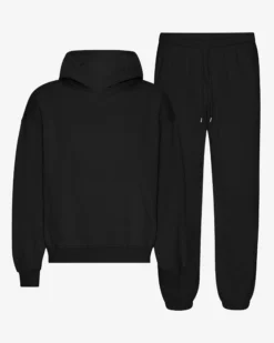Organic Relaxed Hood Sweatsuit - Deep Black