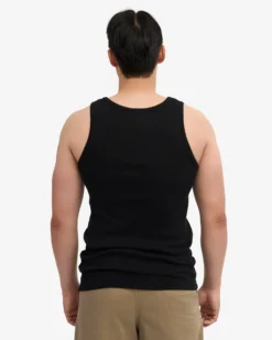 Organic Rib Tank Top - Deep Black