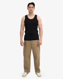 Organic Rib Tank Top - Deep Black