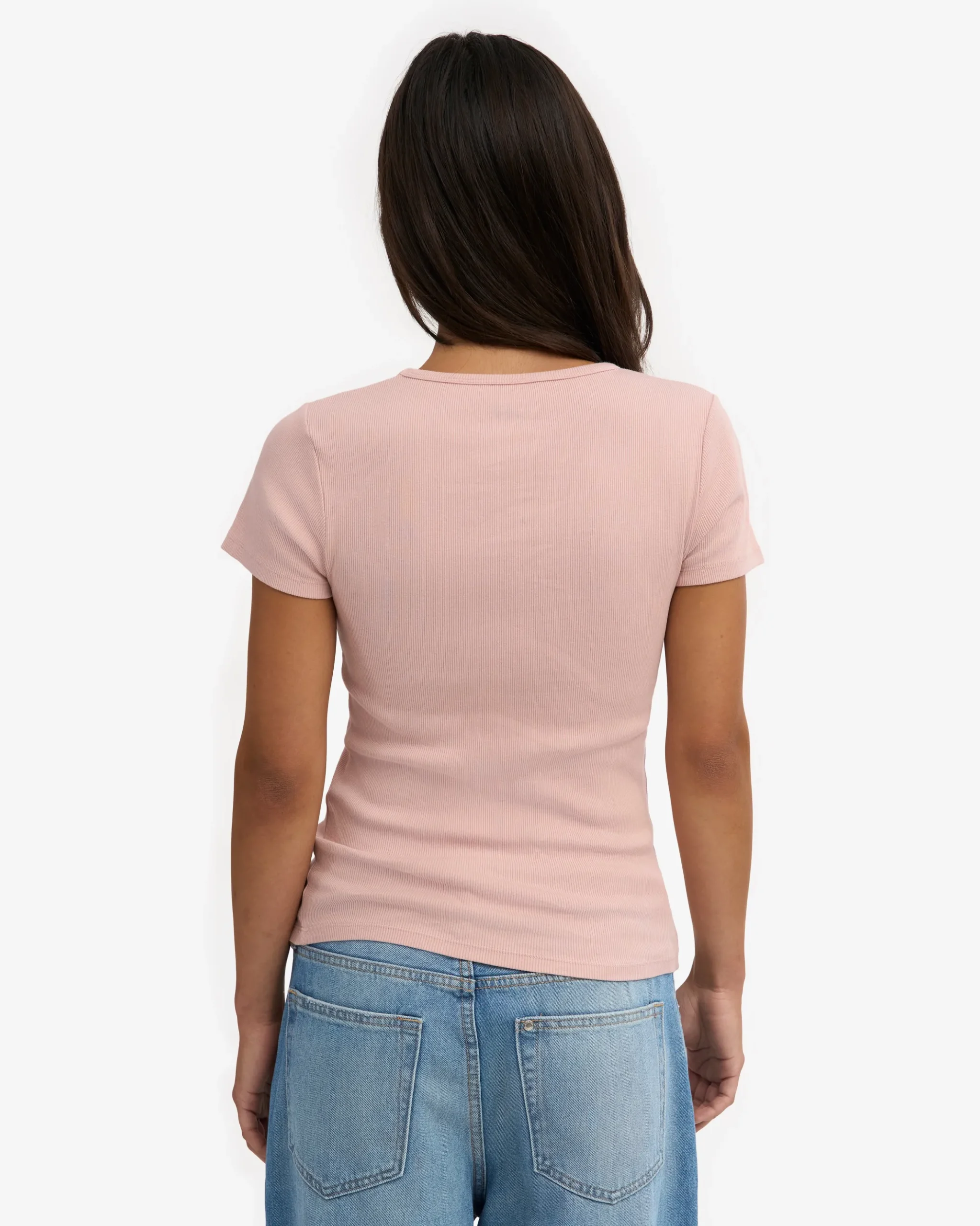 Organic Rib T-Shirt - Faded Pink