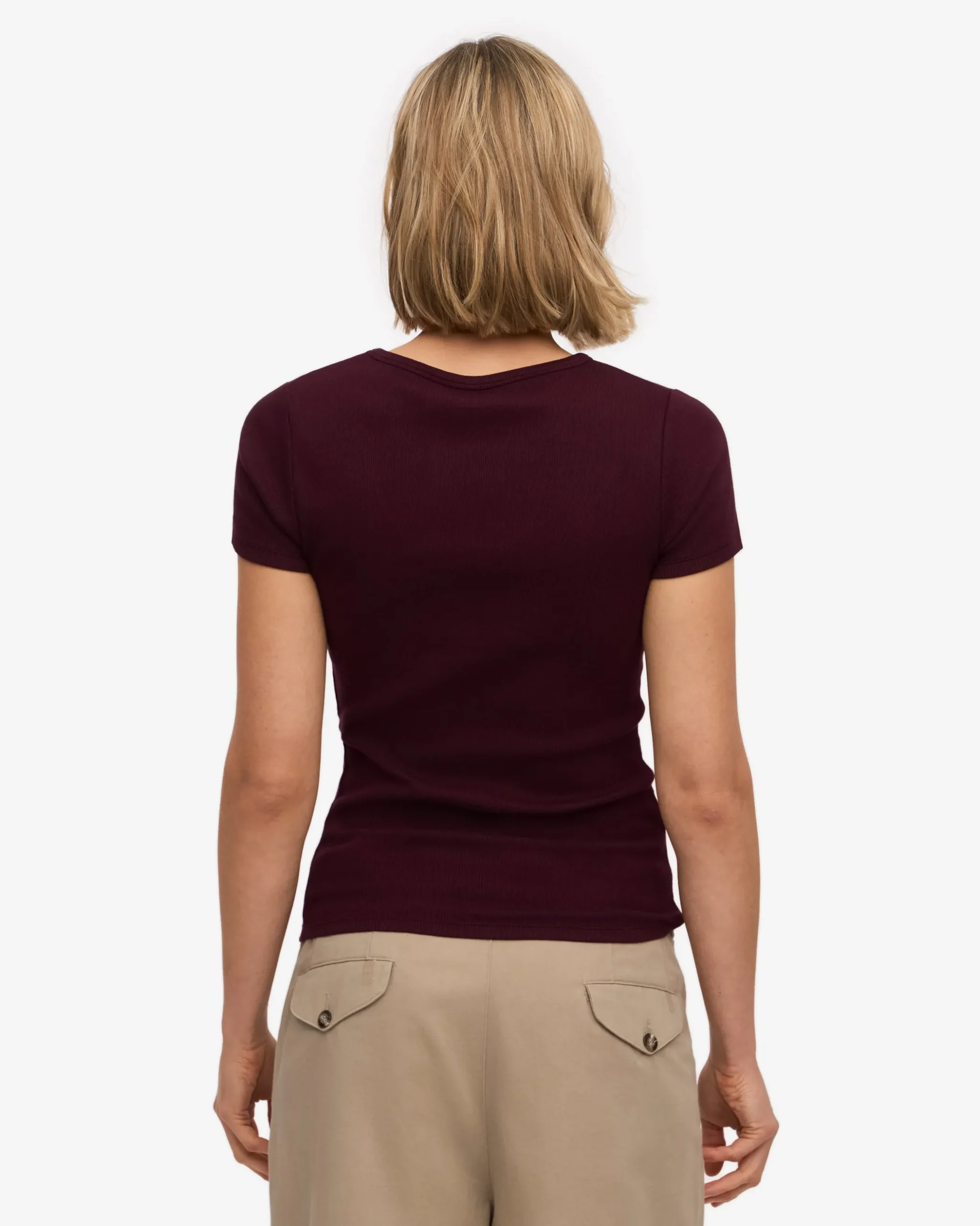 Organic Rib T-Shirt - Oxblood Red