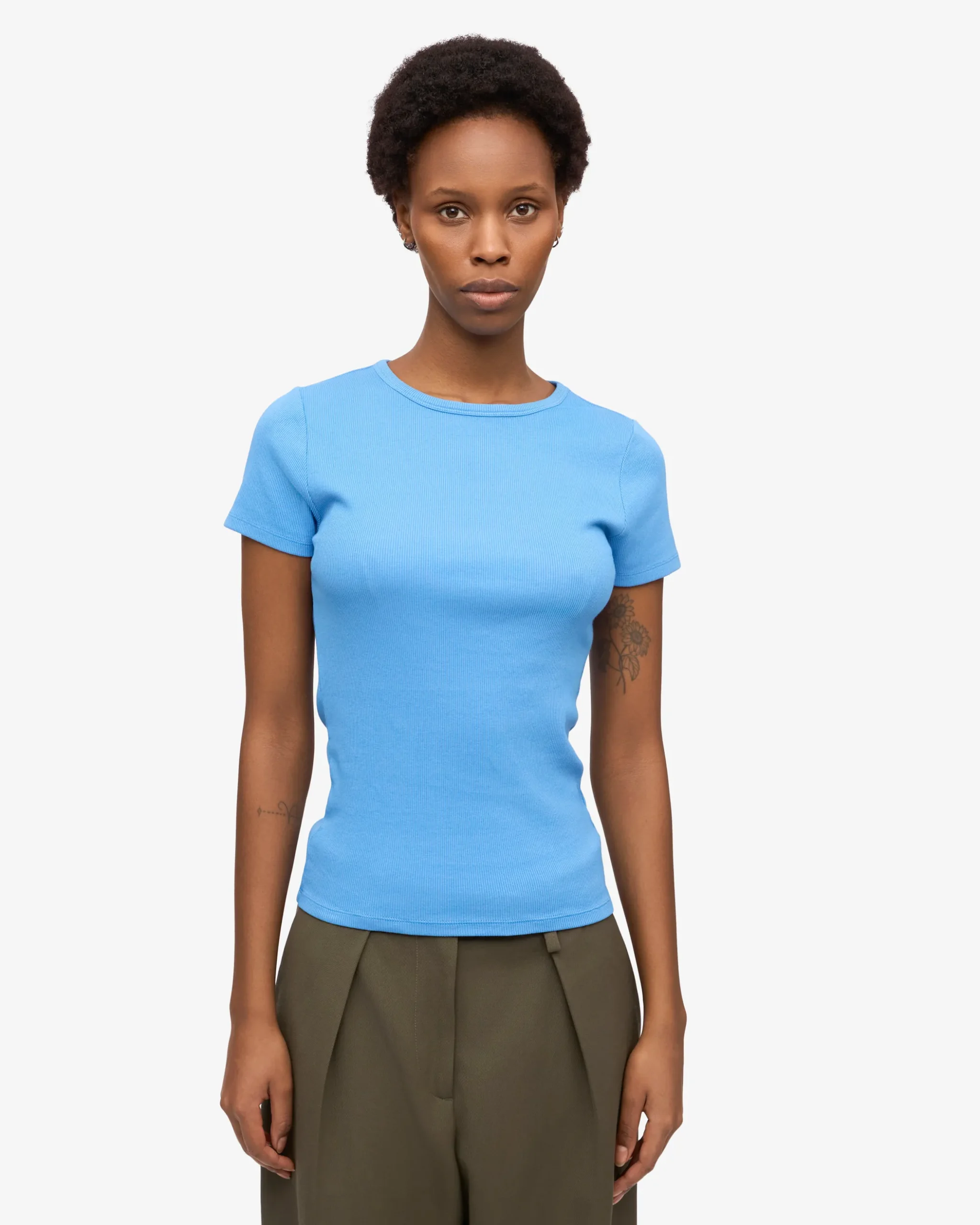 Organic Rib T-Shirt - Pacific Blue