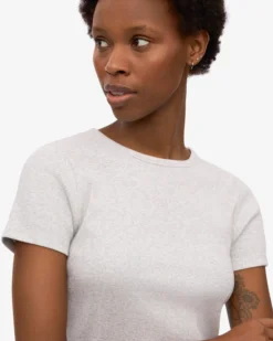 Organic Rib T-Shirt - Snow Melange
