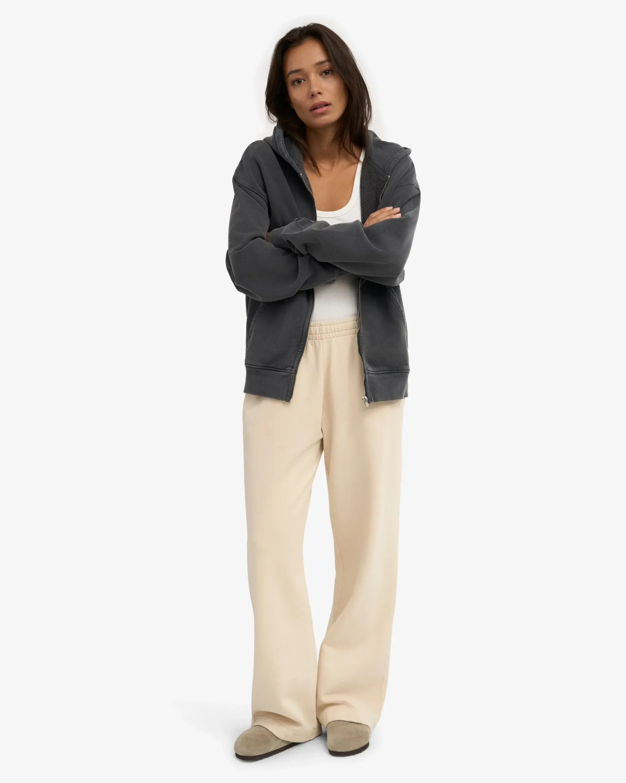 Organic Straight Leg Sweatpants - Ivory White
