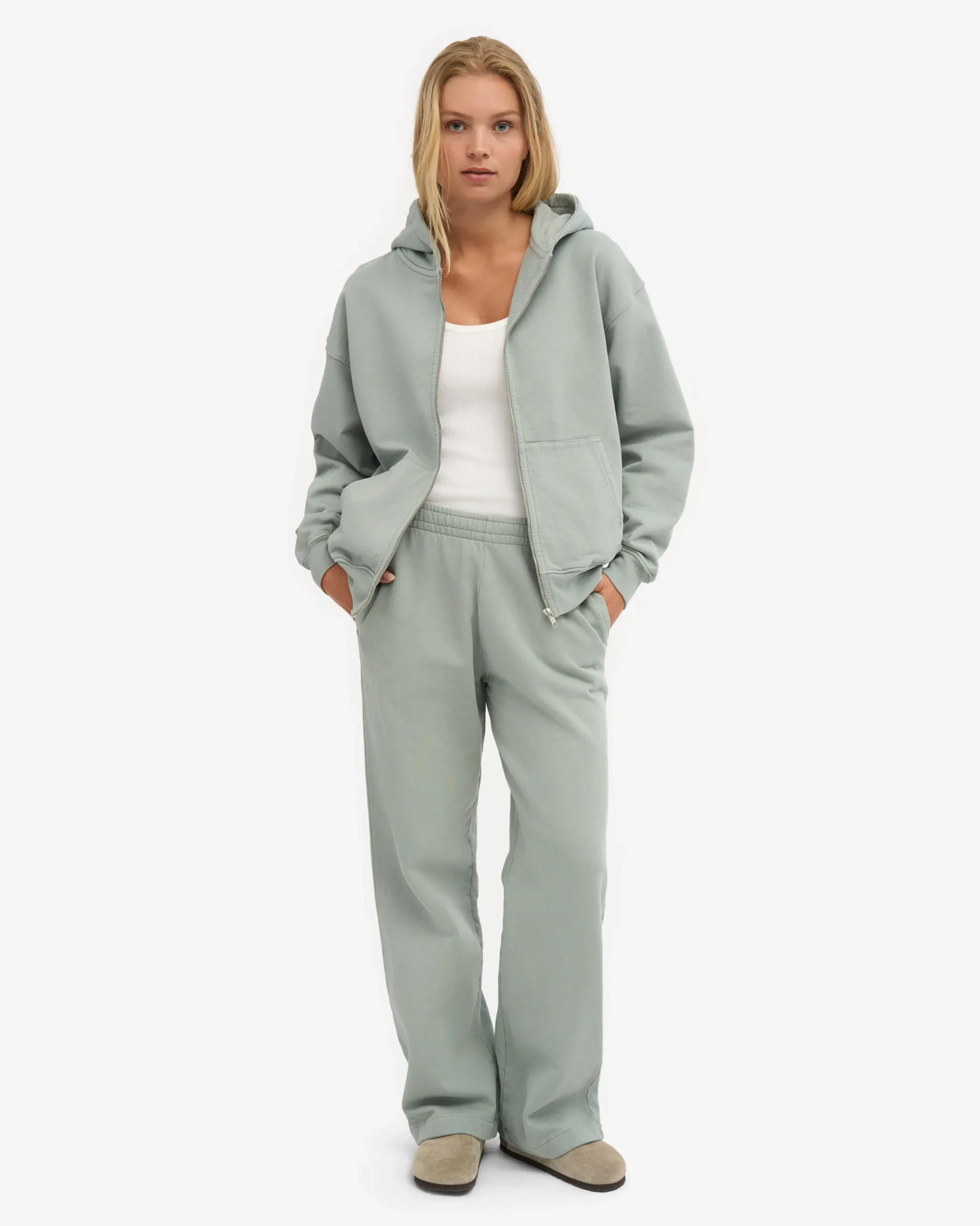 Organic Straight Leg Sweatpants - Steel Blue