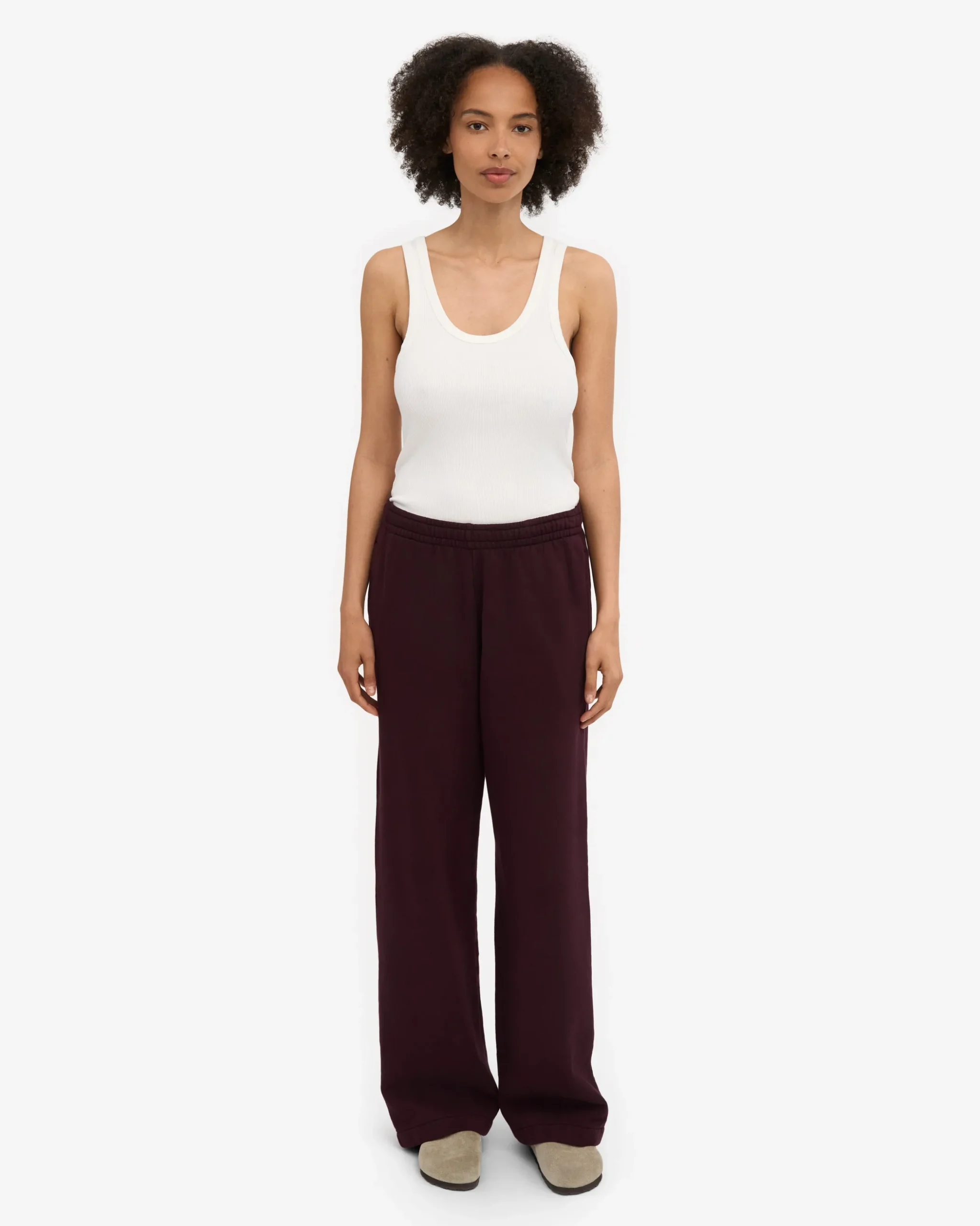 Organic Straight Leg Sweatpants - Oxblood Red