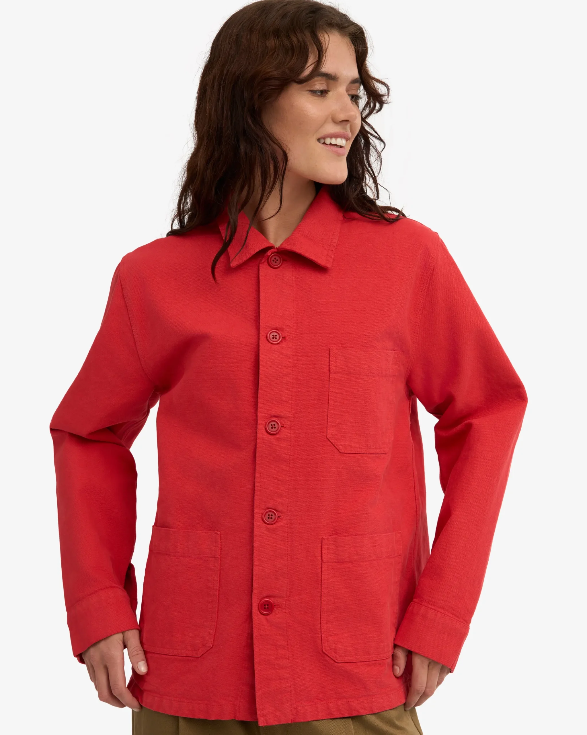 Organic Workwear Jacket - Red Tangerine