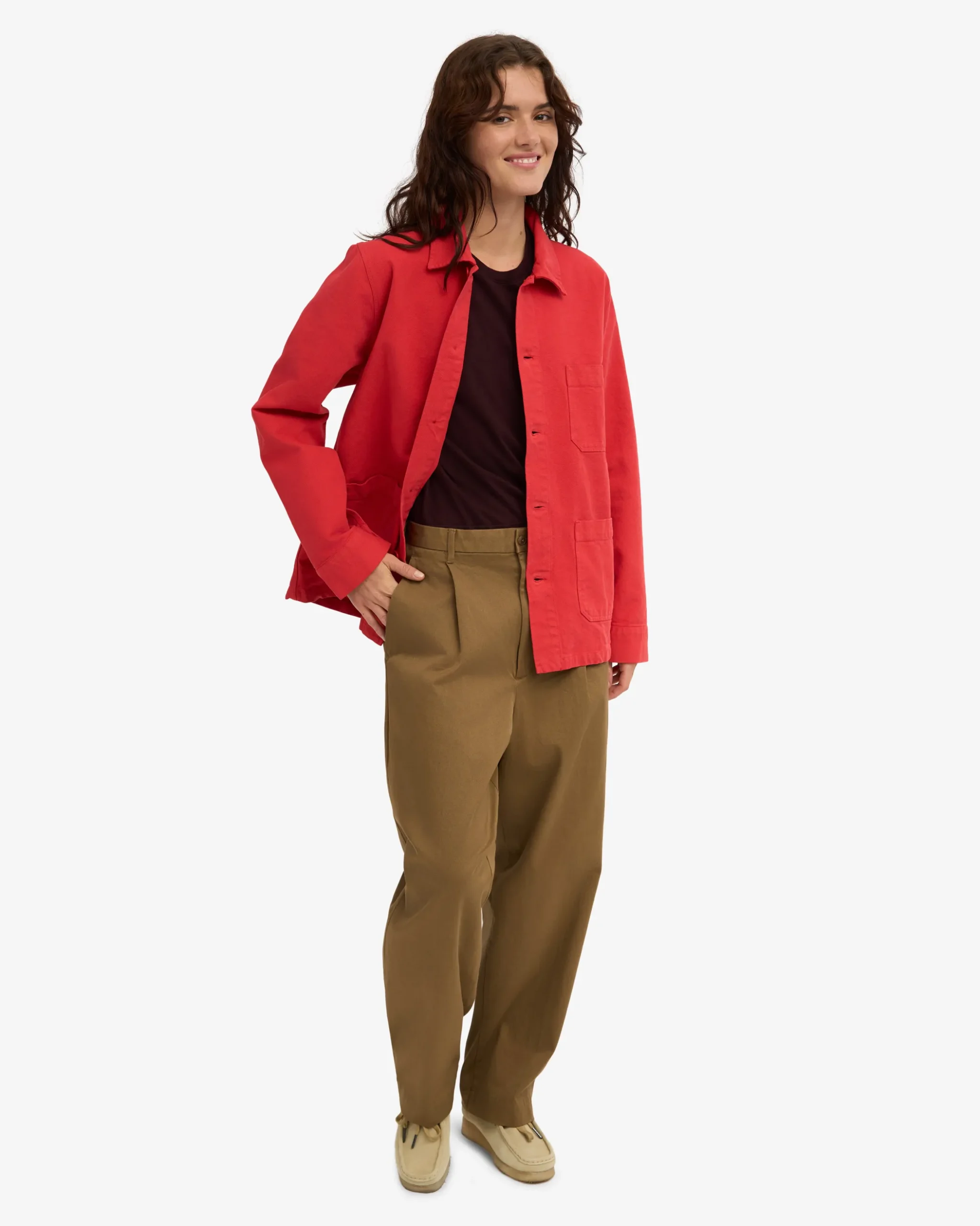 Organic Workwear Jacket - Red Tangerine