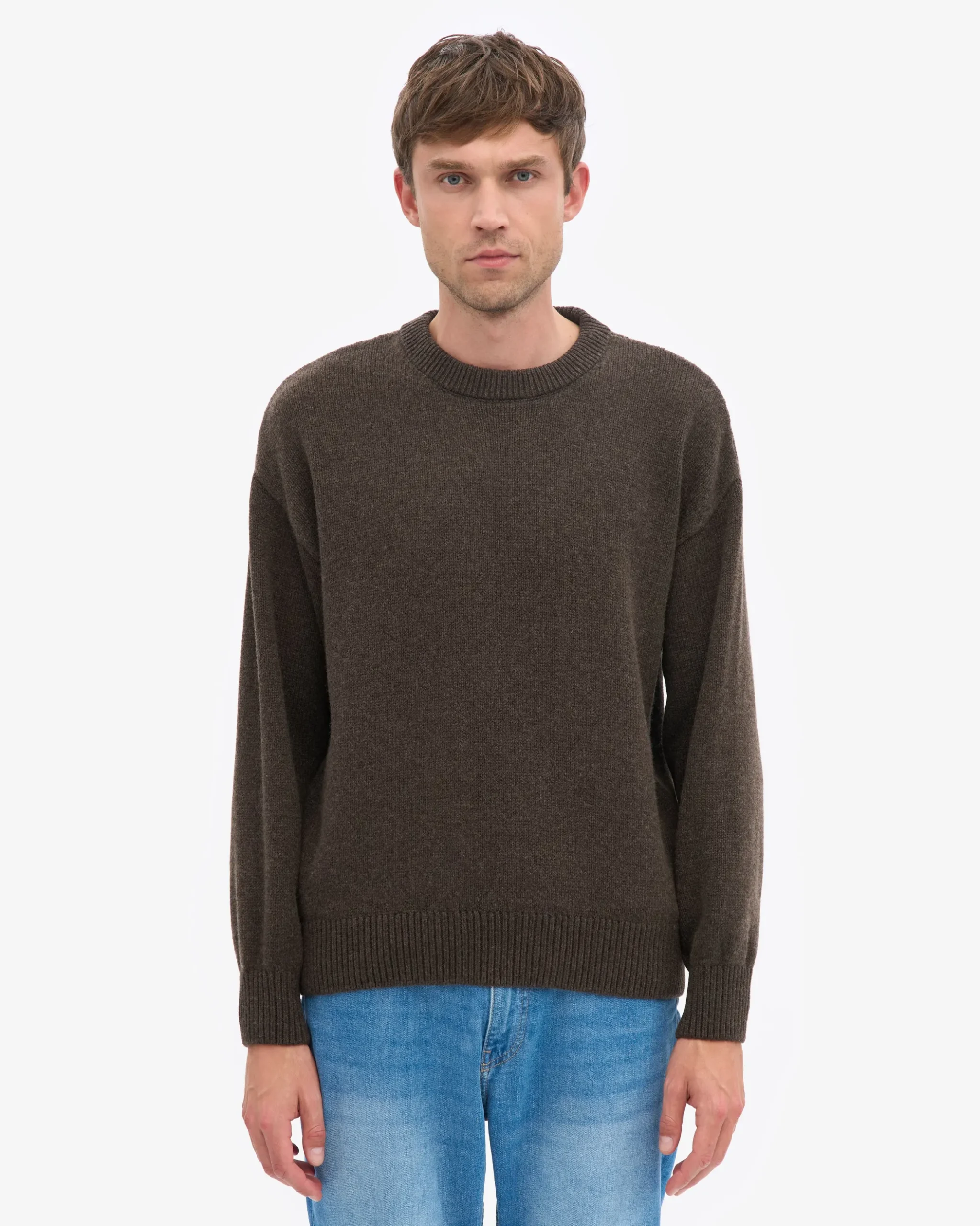 Oversized Merino Wool Crew - Coffee Brown