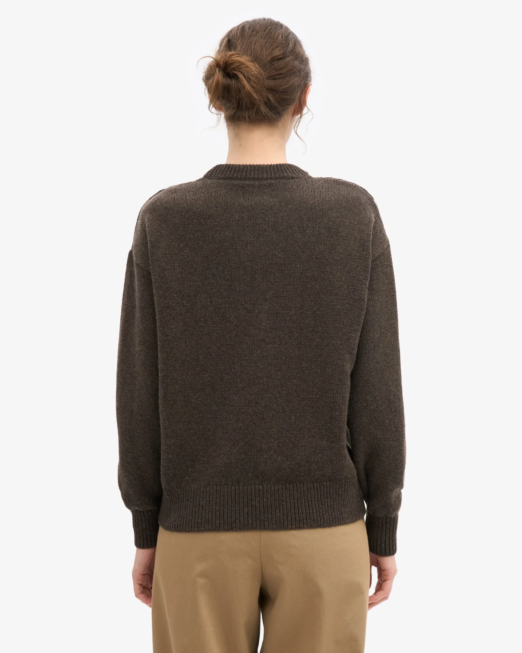 Oversized Merino Wool Crew - Coffee Brown