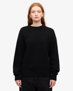 Oversized Merino Wool Crew - Deep Black