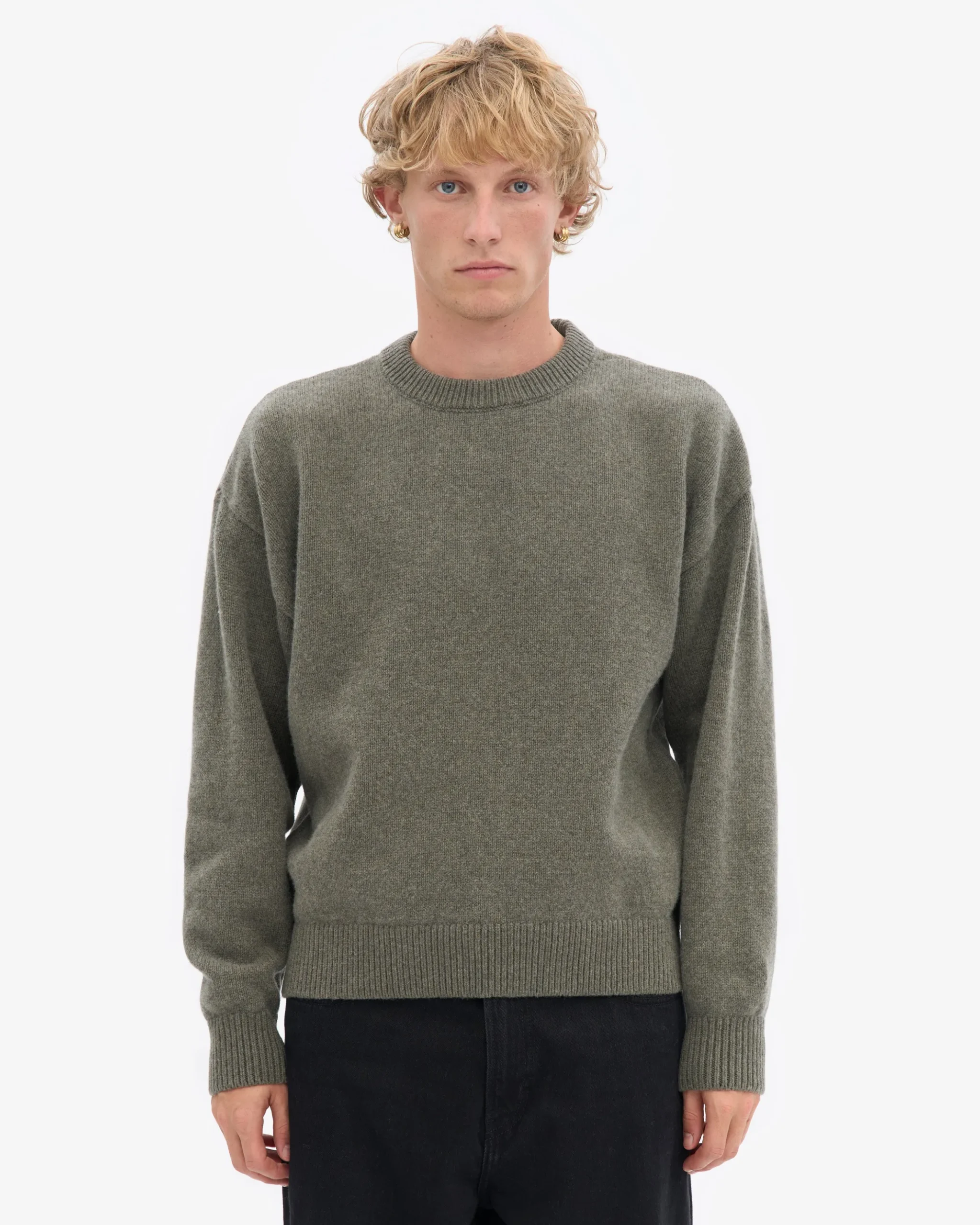 Oversized Merino Wool Crew - Dusty Olive