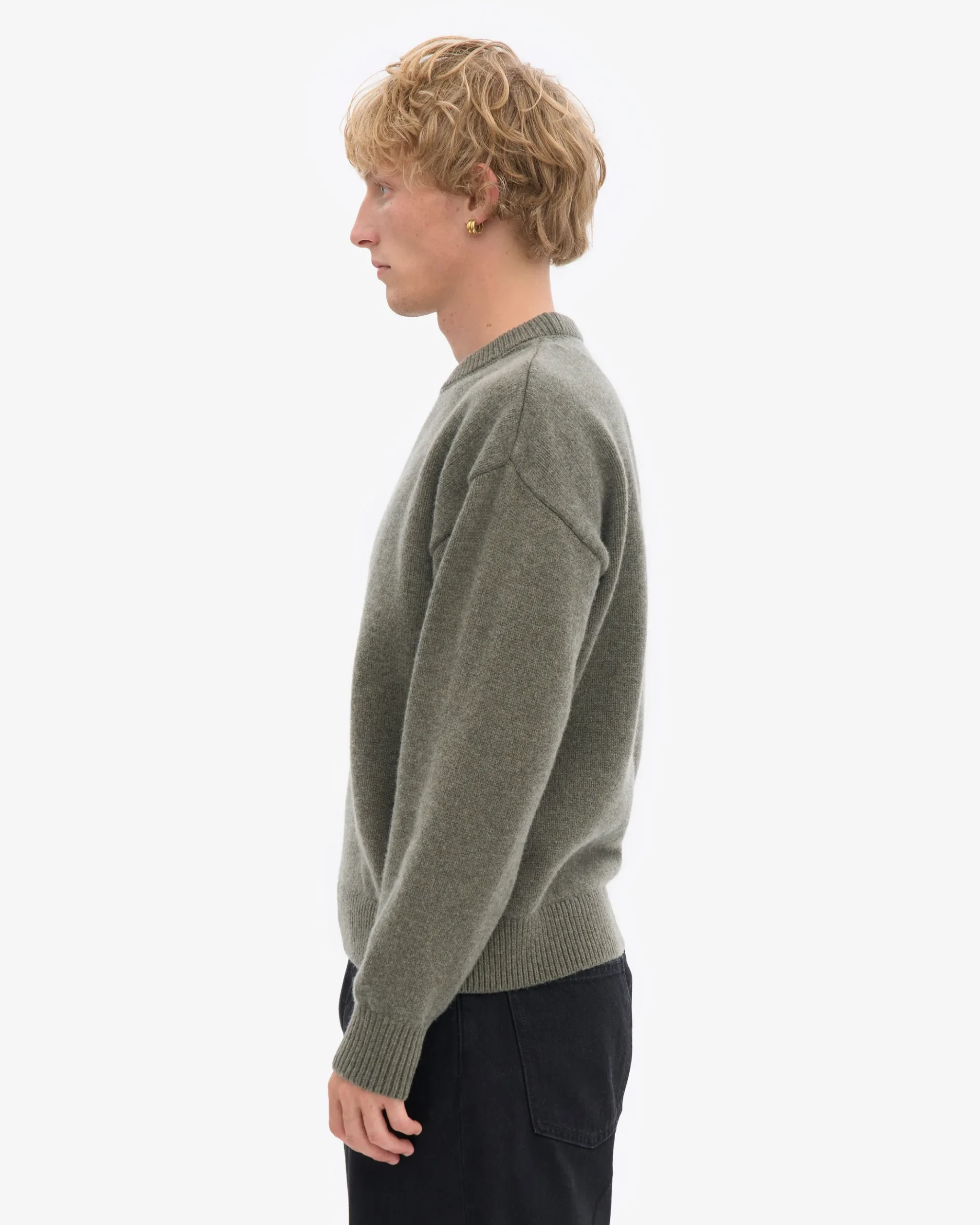 Oversized Merino Wool Crew - Dusty Olive