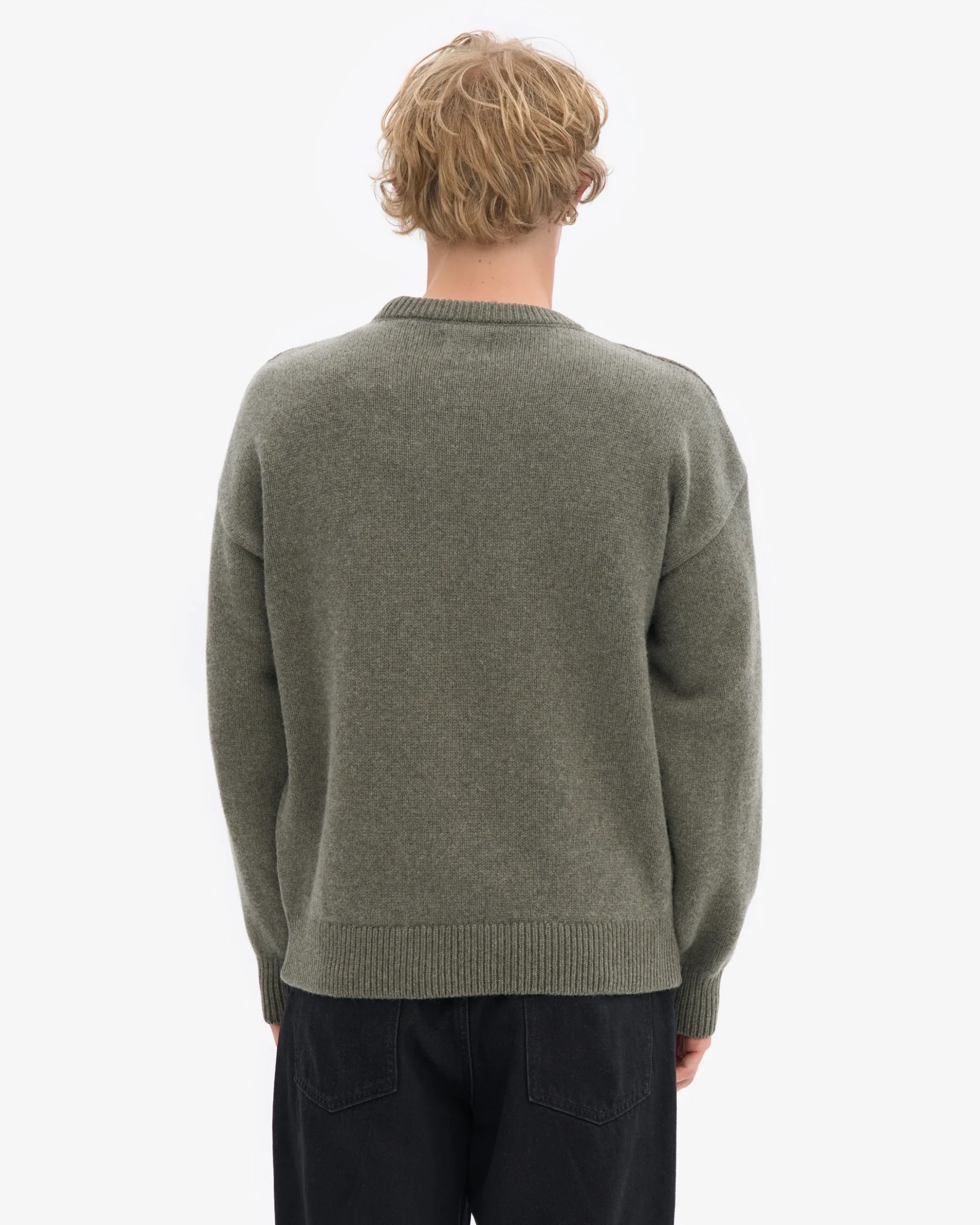 Oversized Merino Wool Crew - Dusty Olive