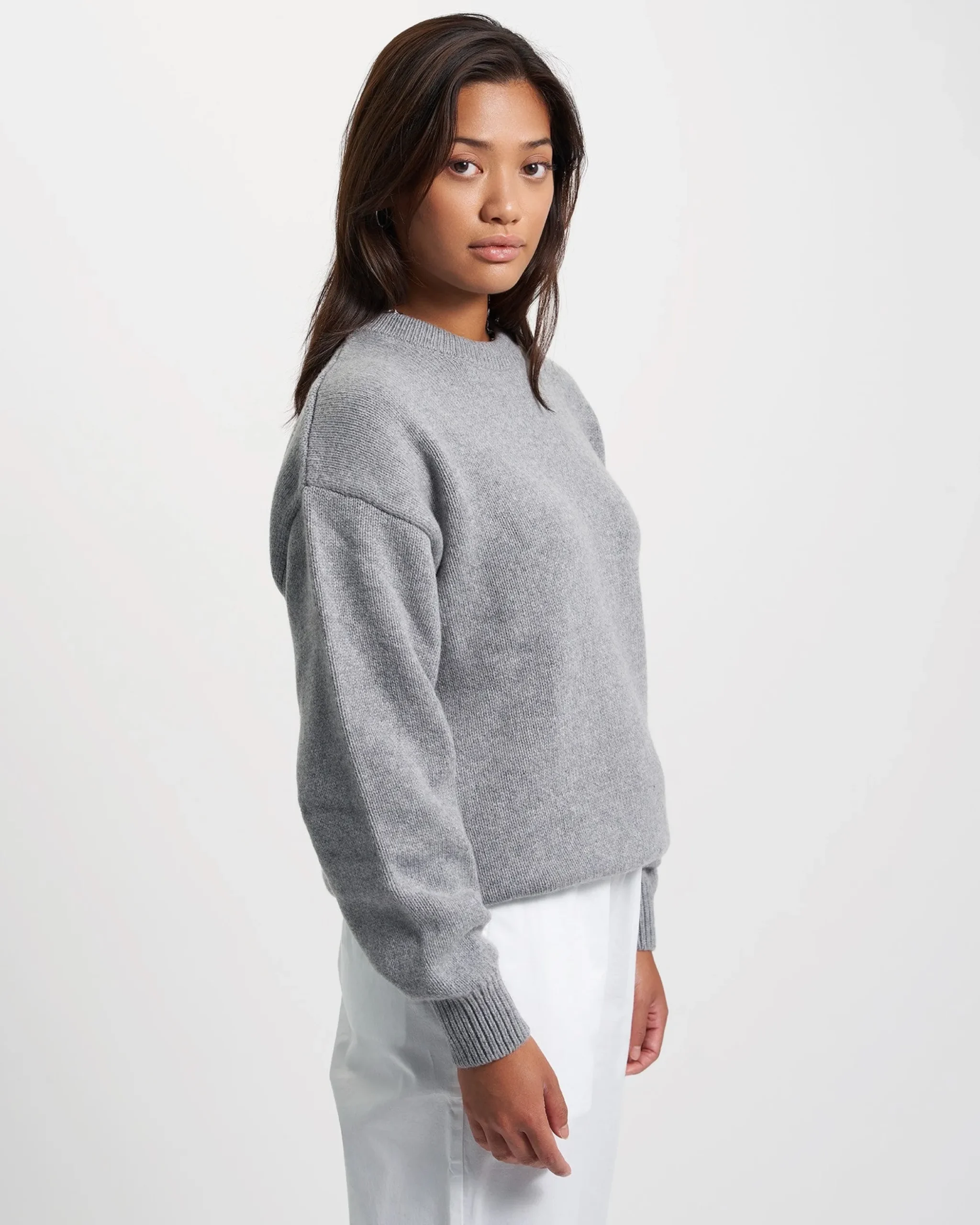 Oversized Merino Wool Crew - Faded Pink