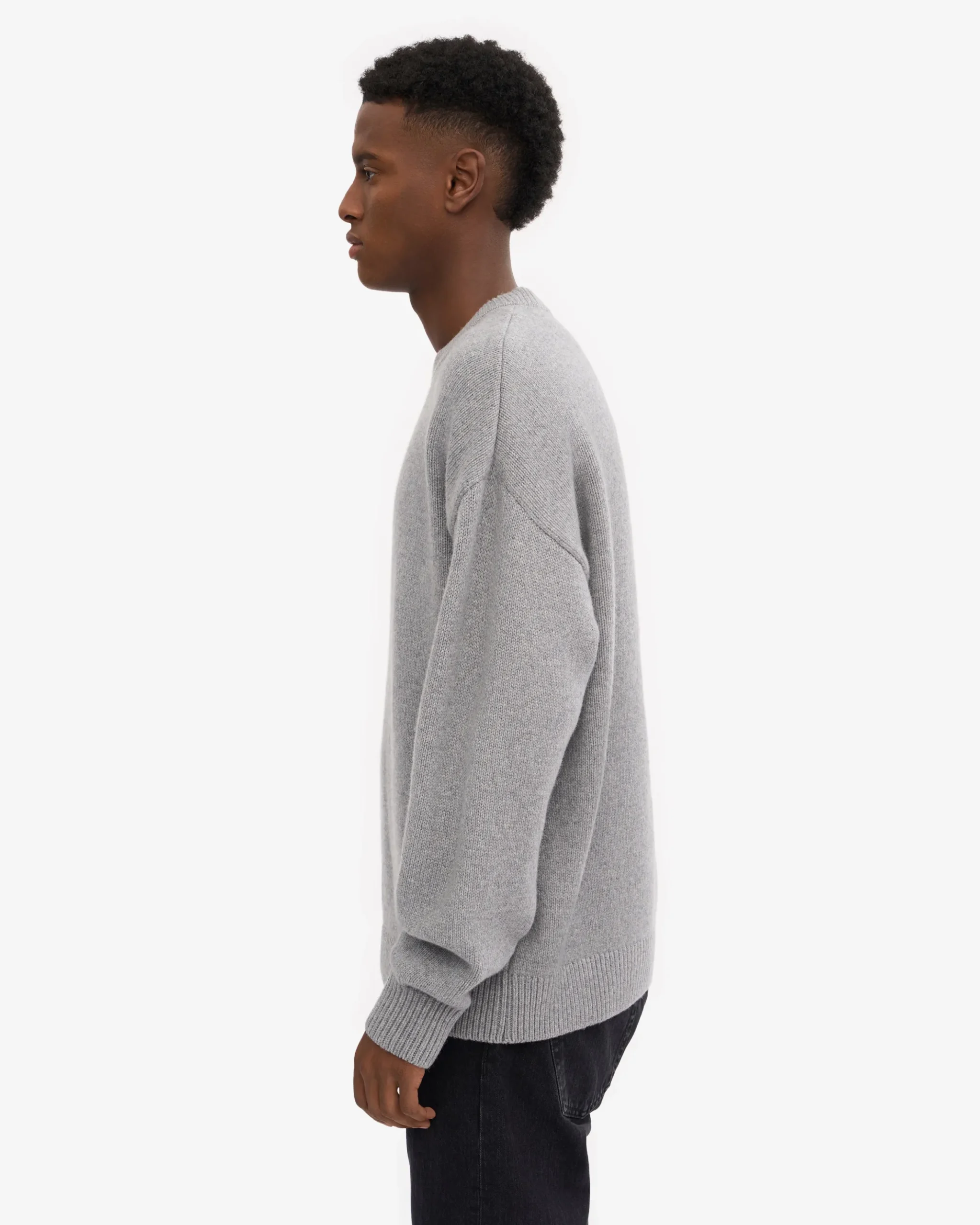 Oversized Merino Wool Crew - Heather Grey