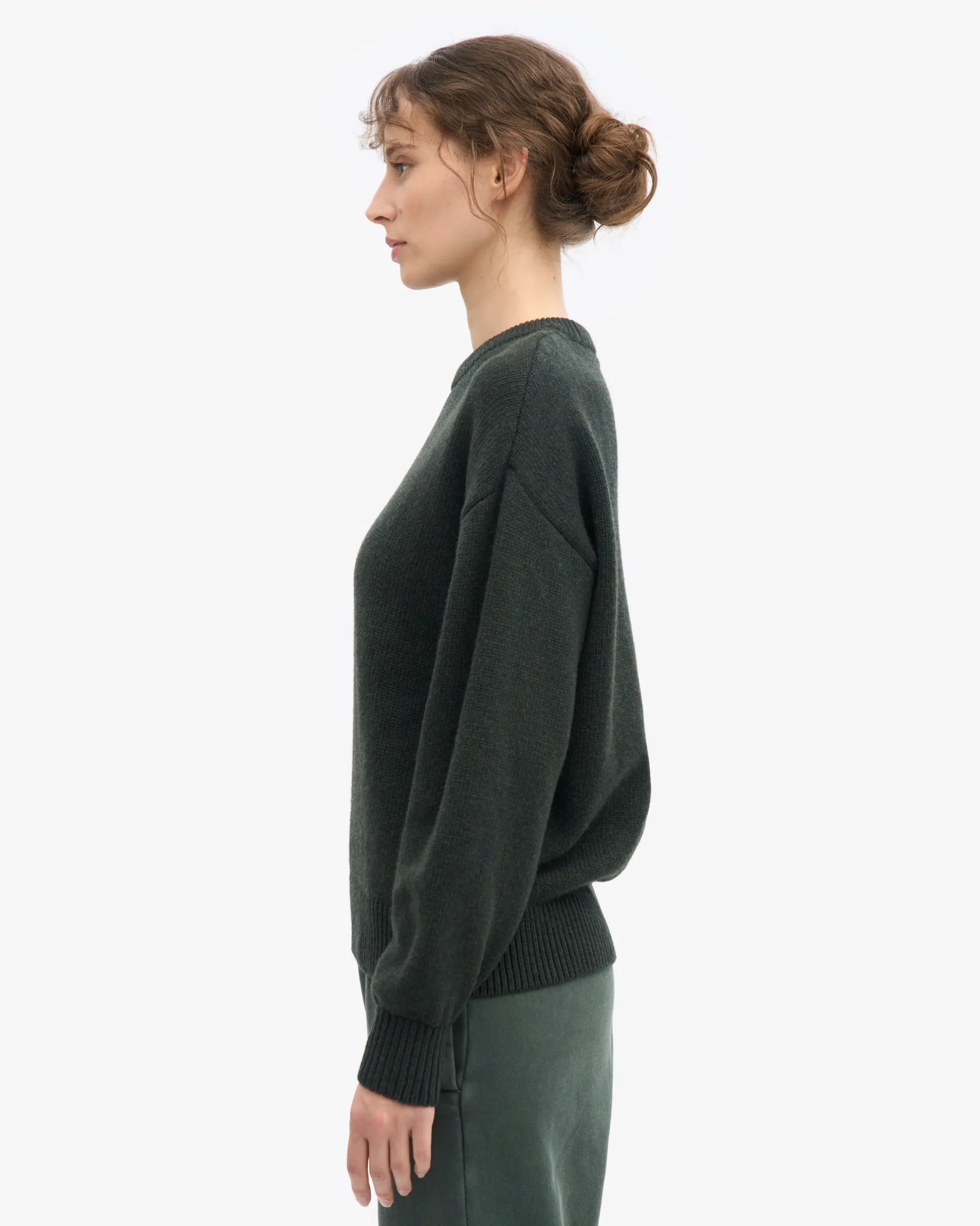 Oversized Merino Wool Crew - Hunter Green