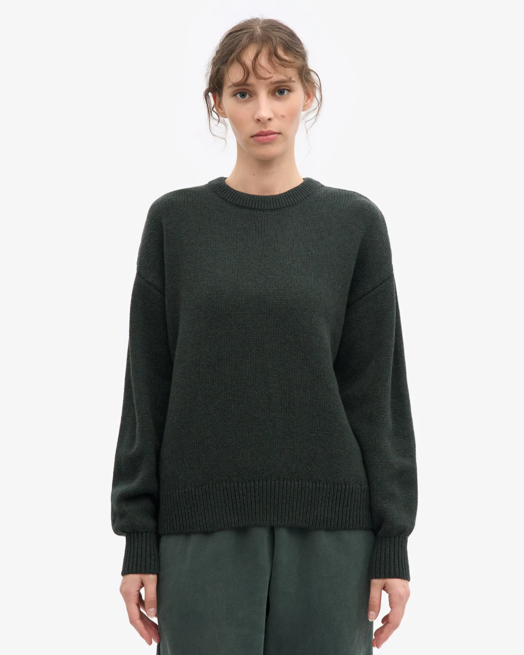 Oversized Merino Wool Crew - Hunter Green