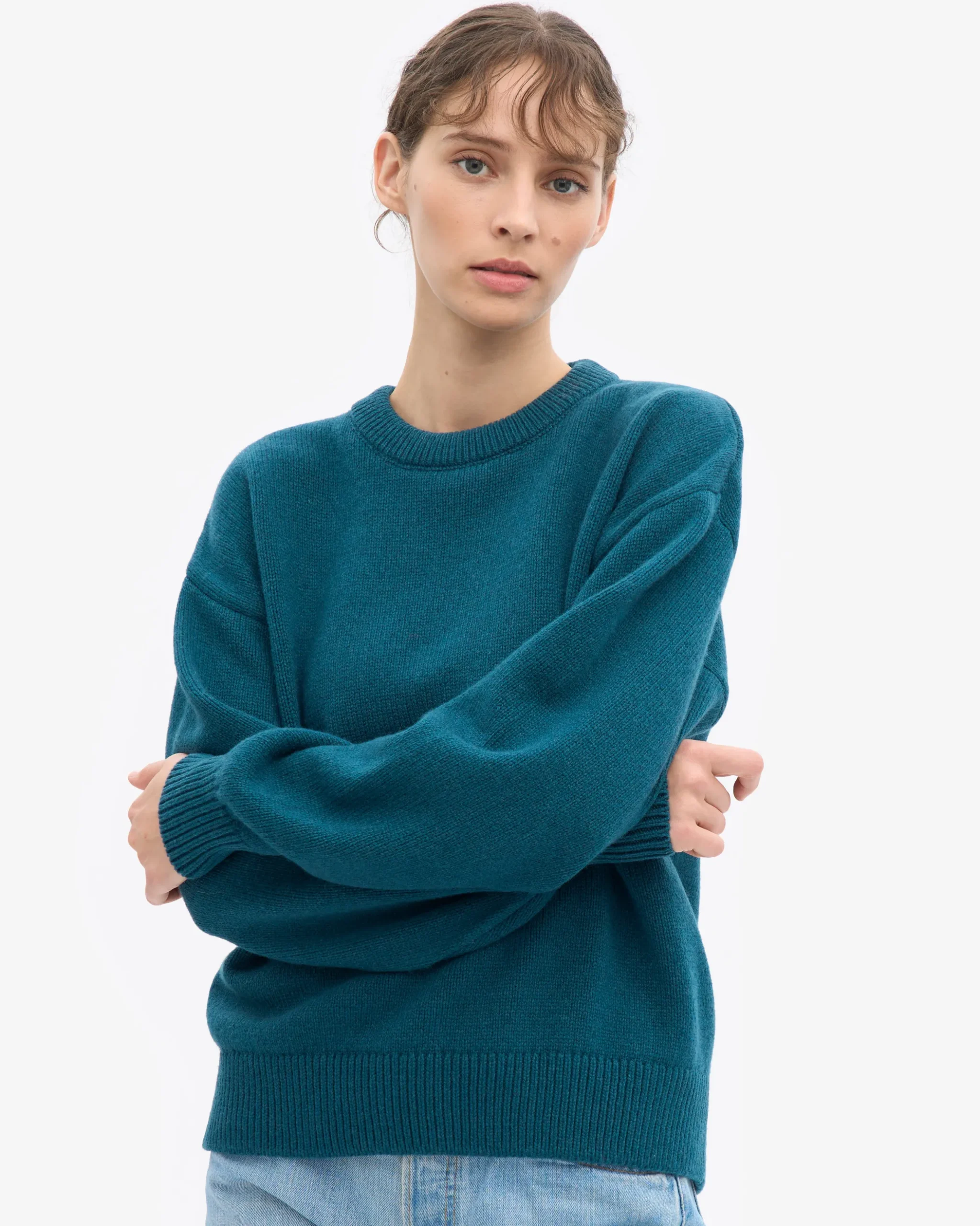 Oversized Merino Wool Crew - Ocean Green