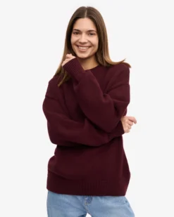 Oversized Merino Wool Crew - Oxblood Red