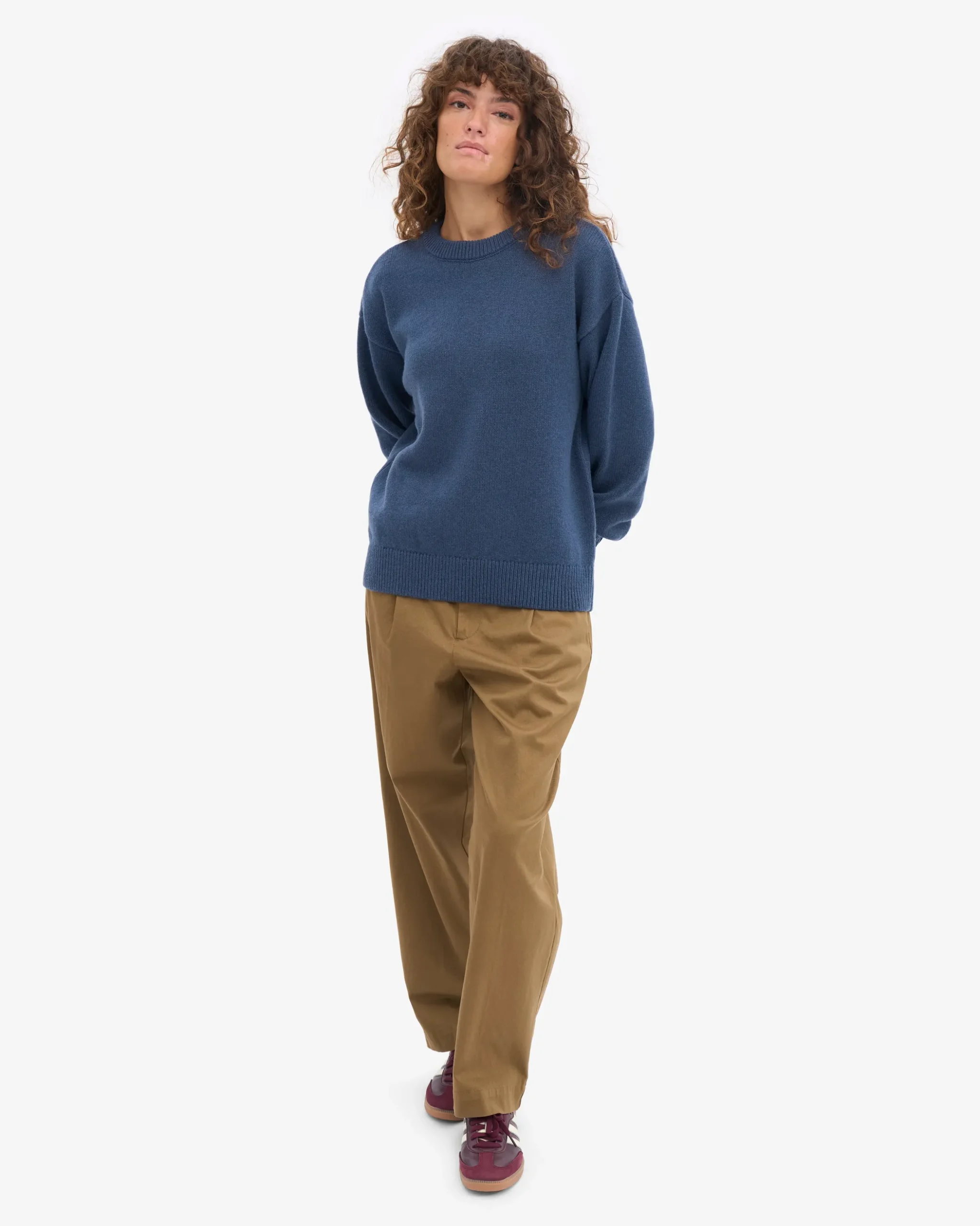 Oversized Merino Wool Crew - Petrol Blue