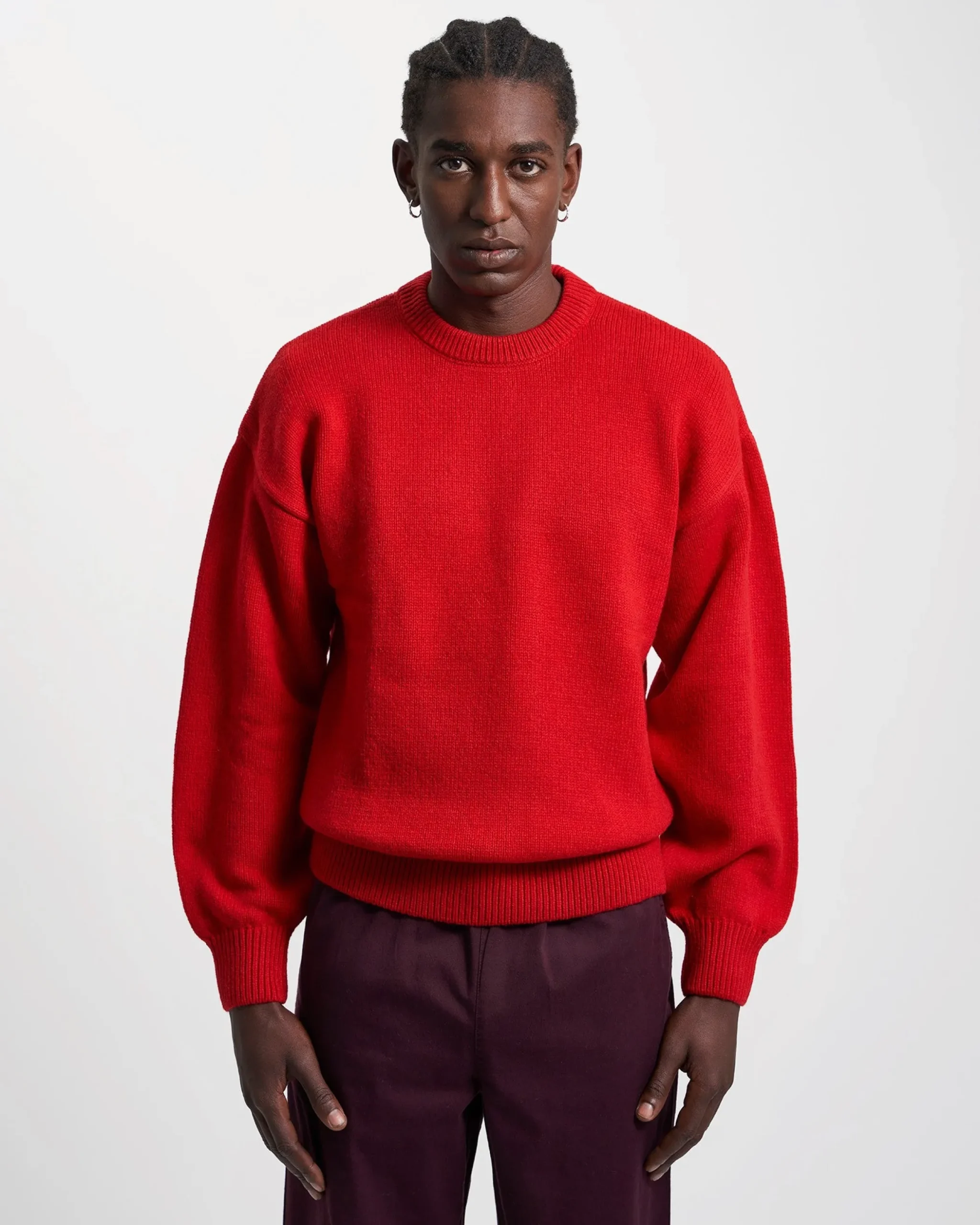Oversized Merino Wool Crew - Scarlet Red
