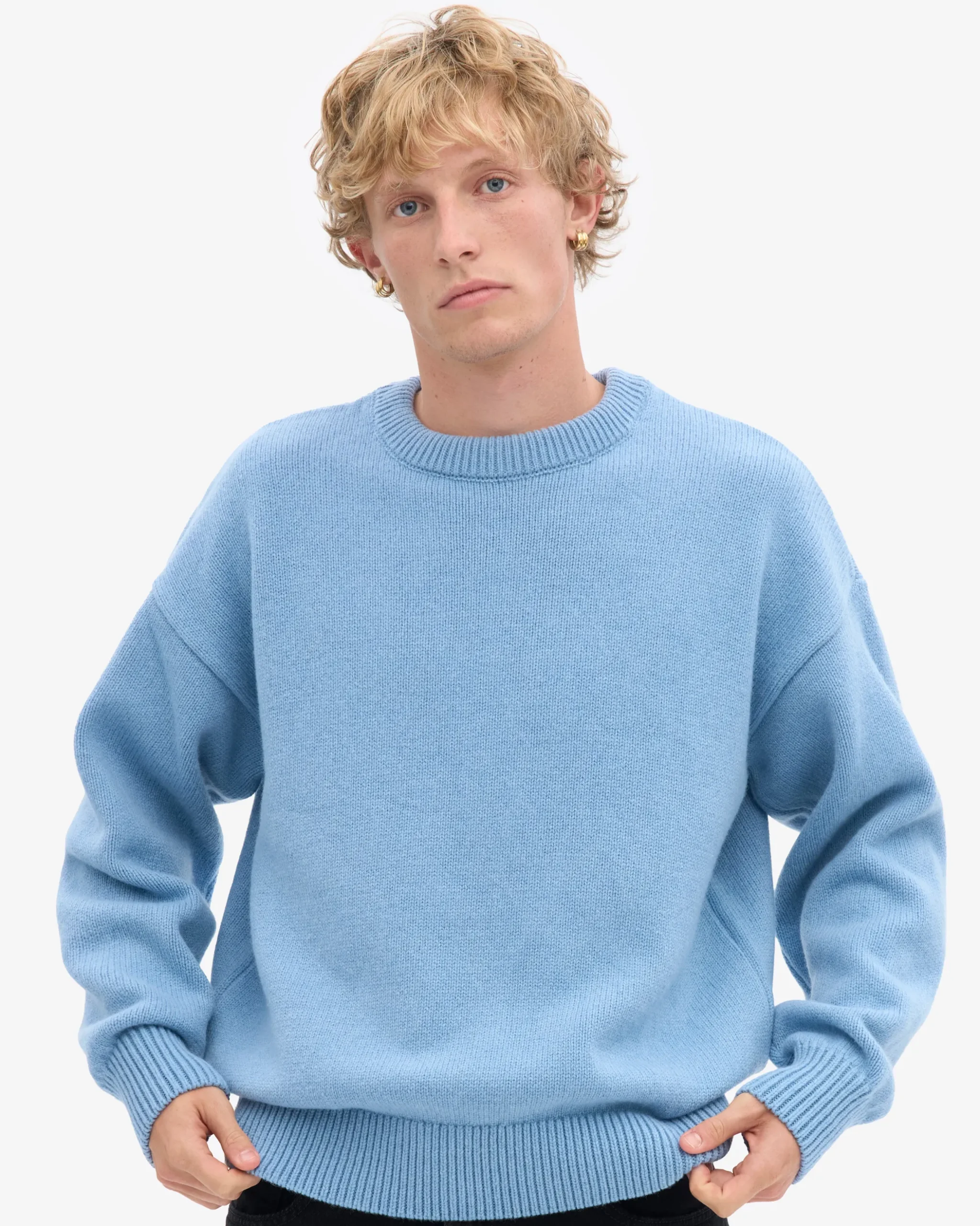 Oversized Merino Wool Crew - Seaside Blue