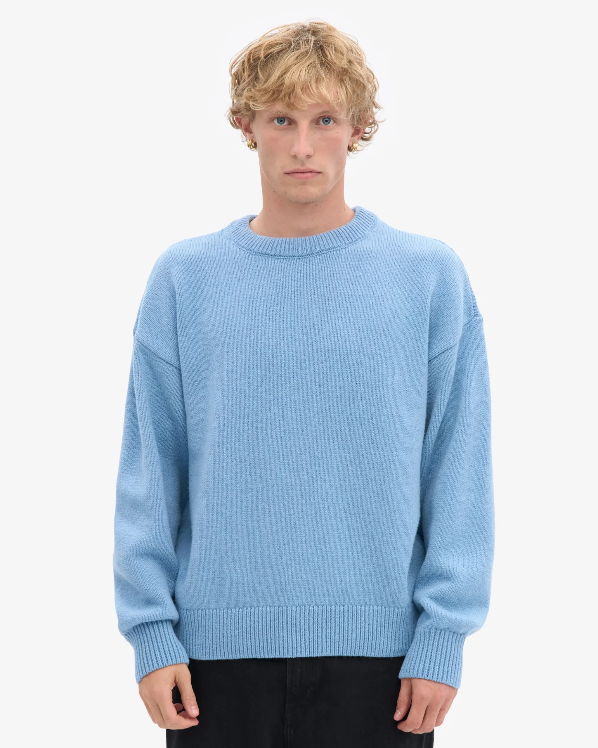 Oversized Merino Wool Crew - Seaside Blue