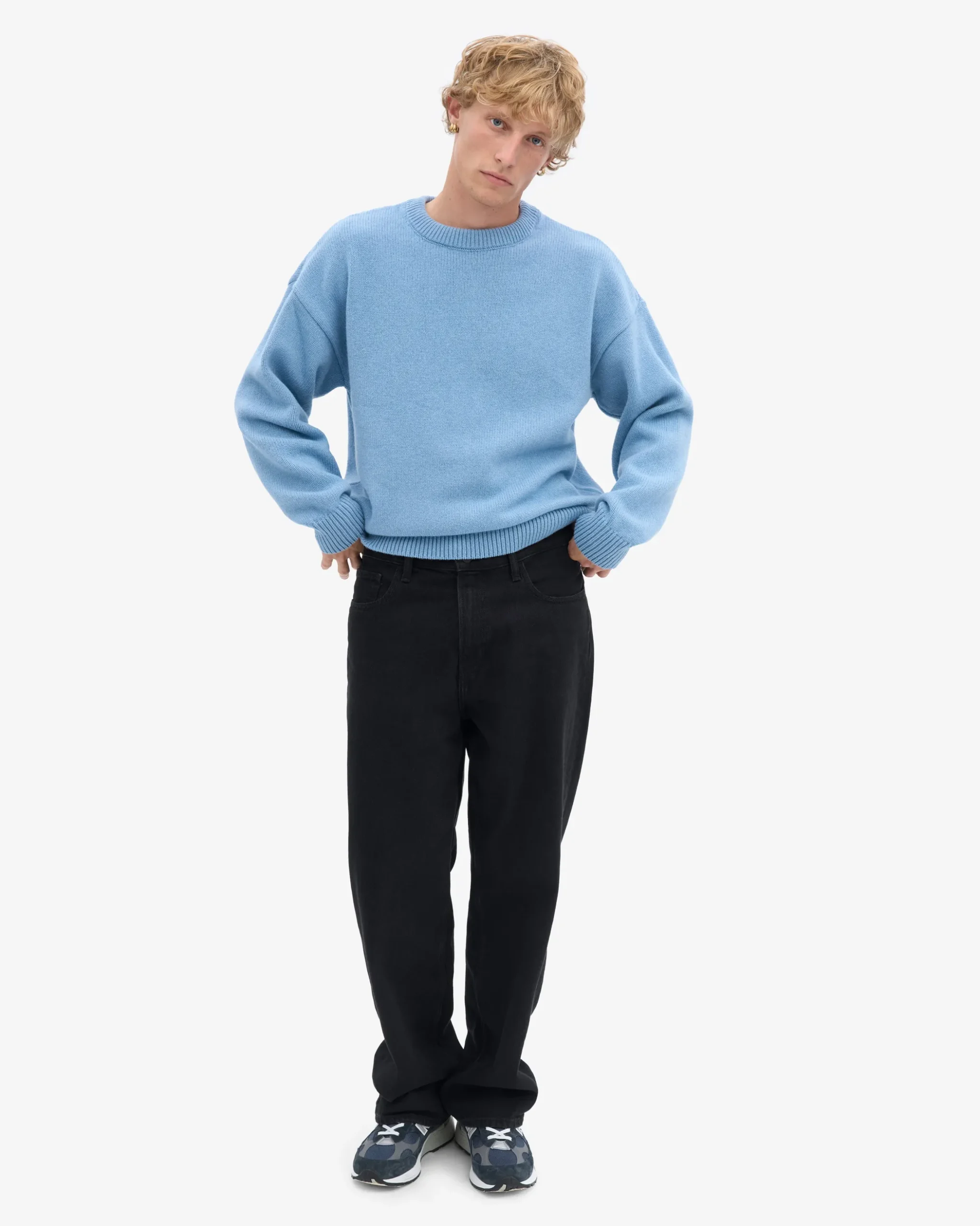 Oversized Merino Wool Crew - Seaside Blue
