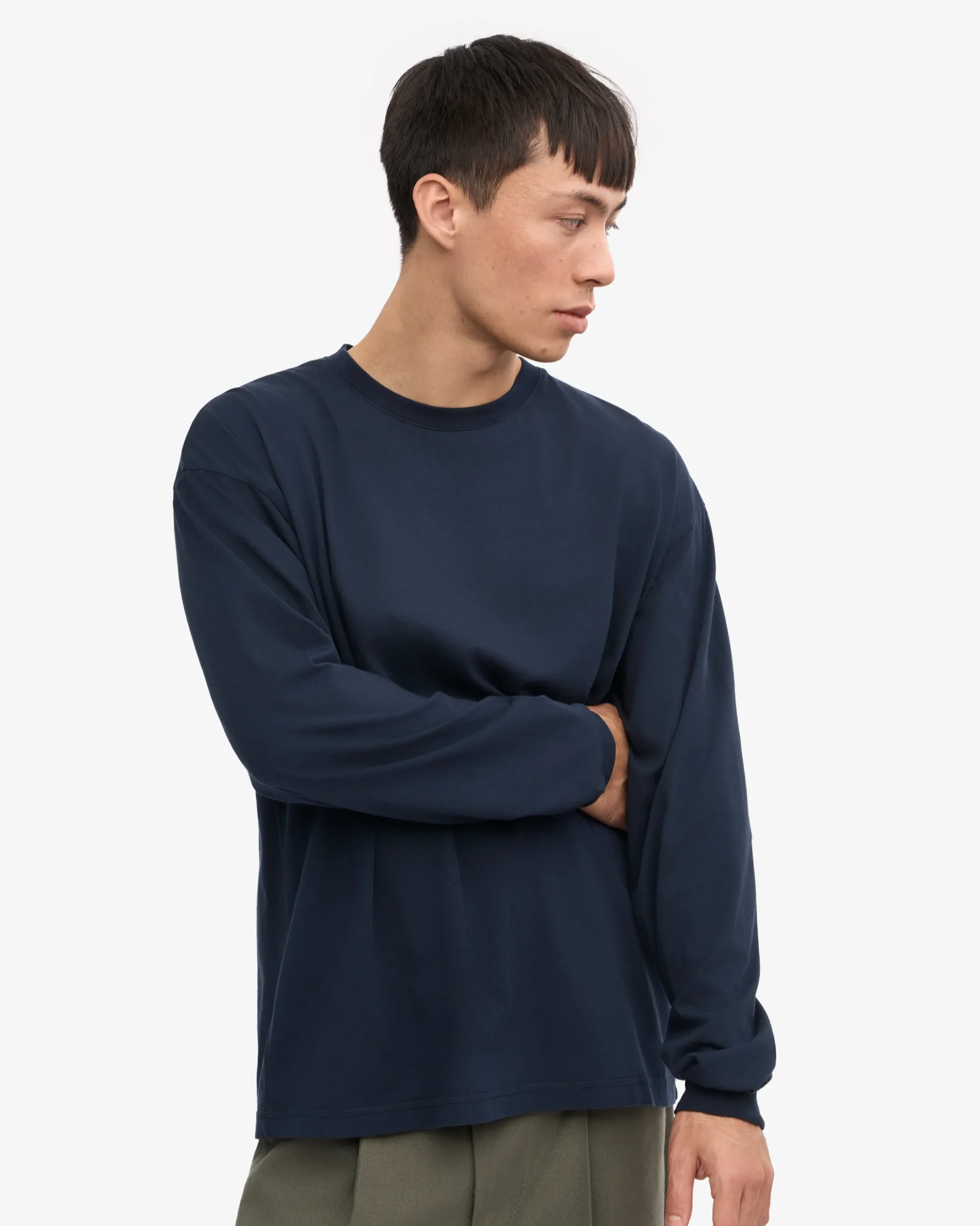 Oversized Organic LS T-Shirt - Navy Blue